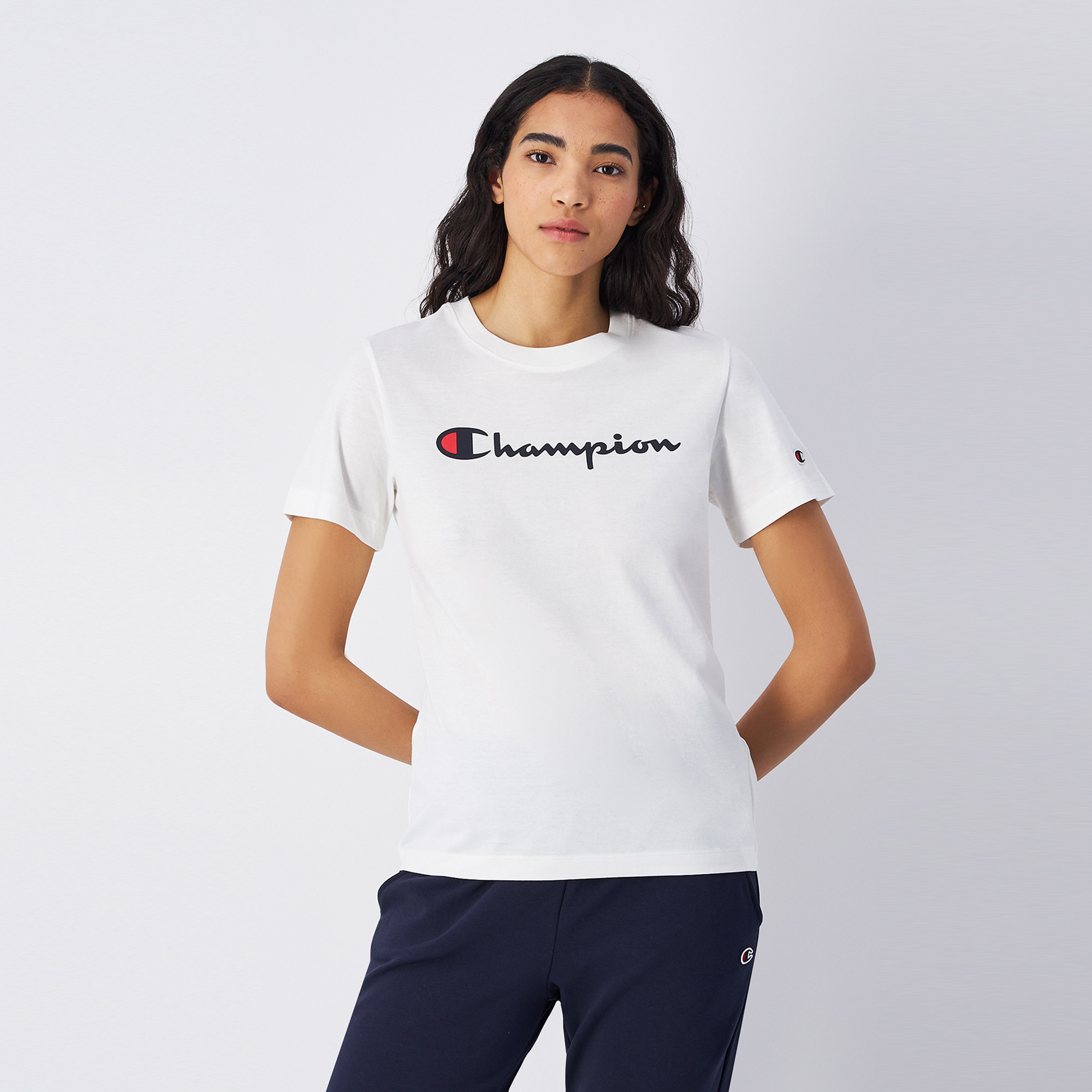Champion Big Logo Jersey Kadın Beyaz T-Shirt