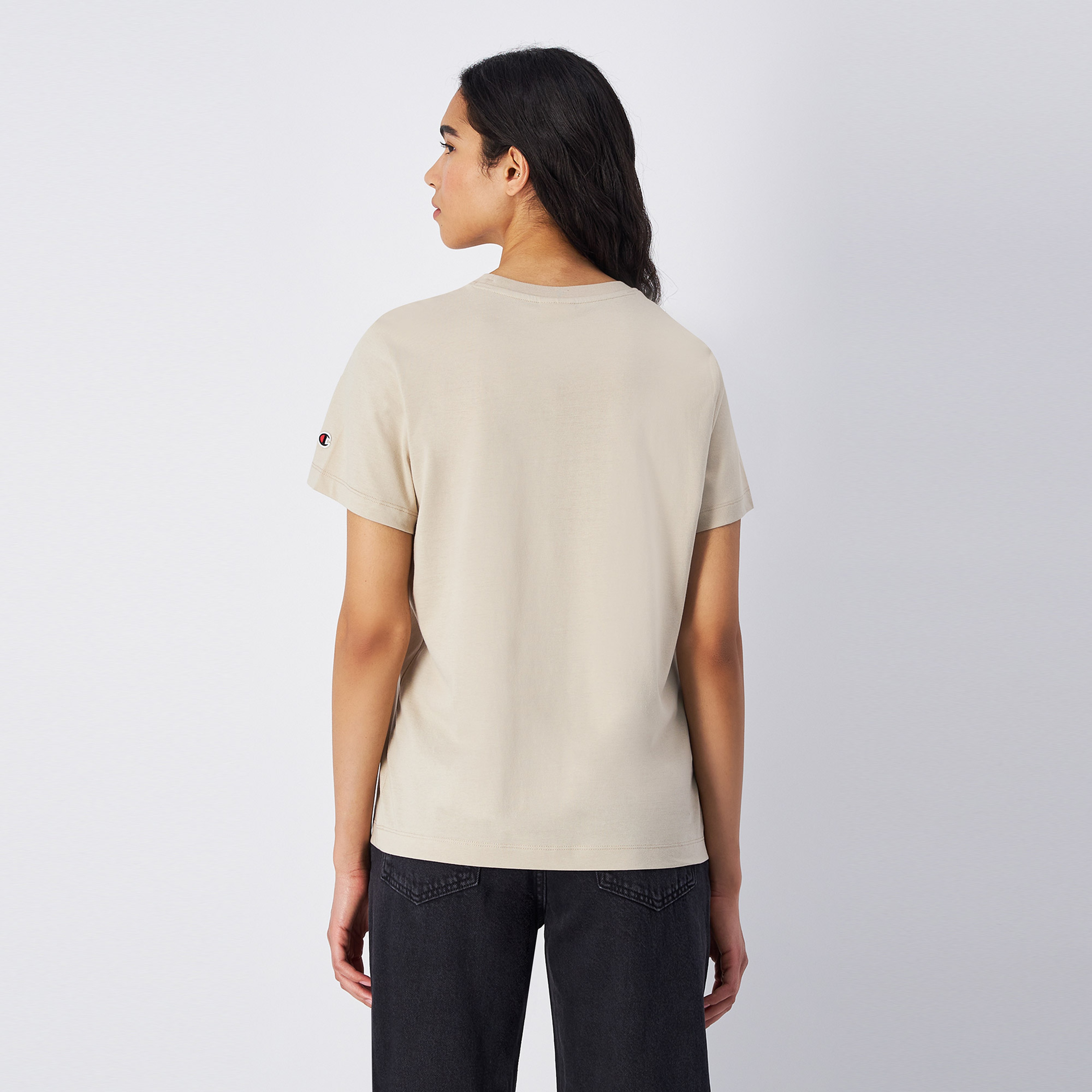 Champion Tonal Big Logo Jersey Kadın Bej T-Shirt