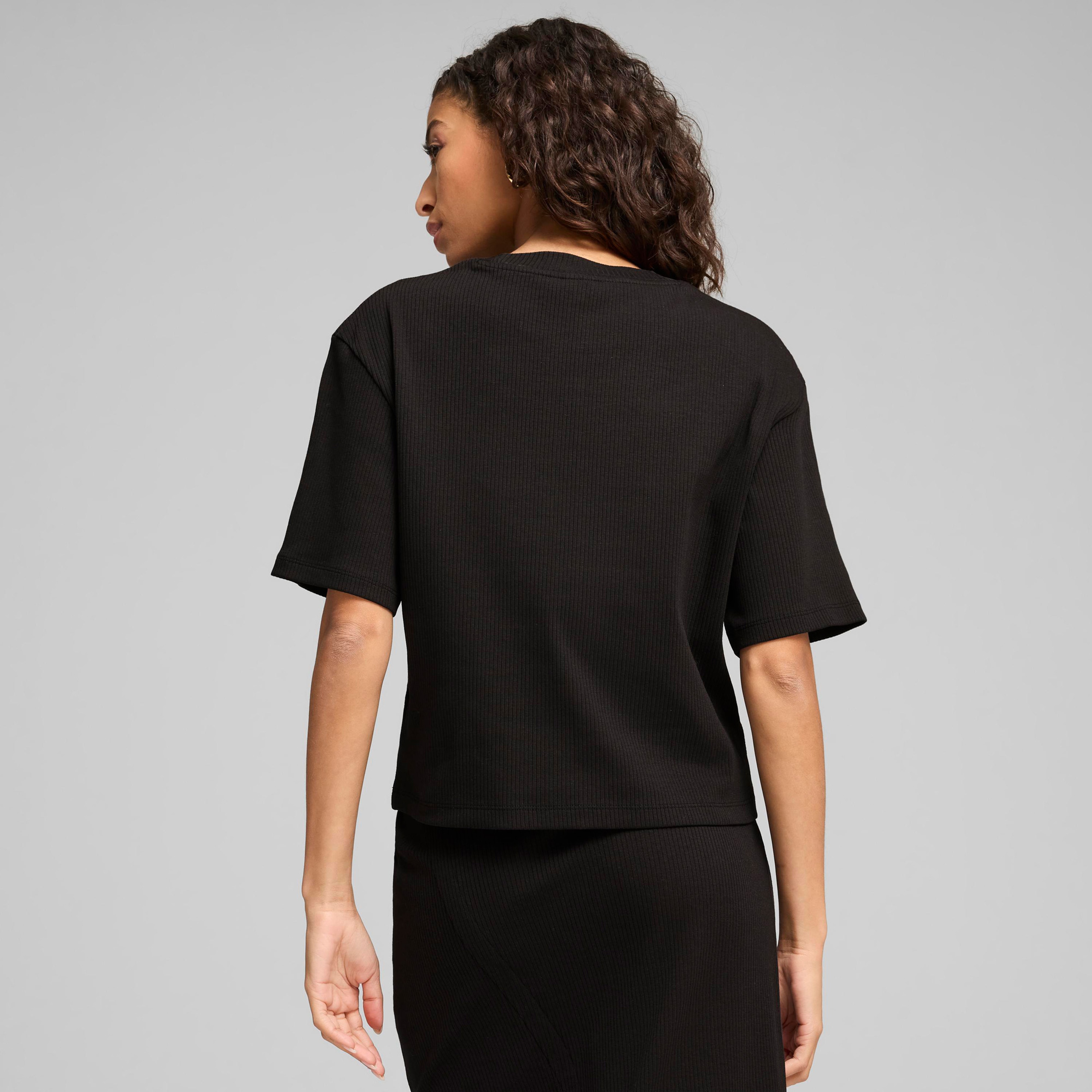 Puma Classıcs Ribbed Relaxed Kadın Siyah T-Shirt