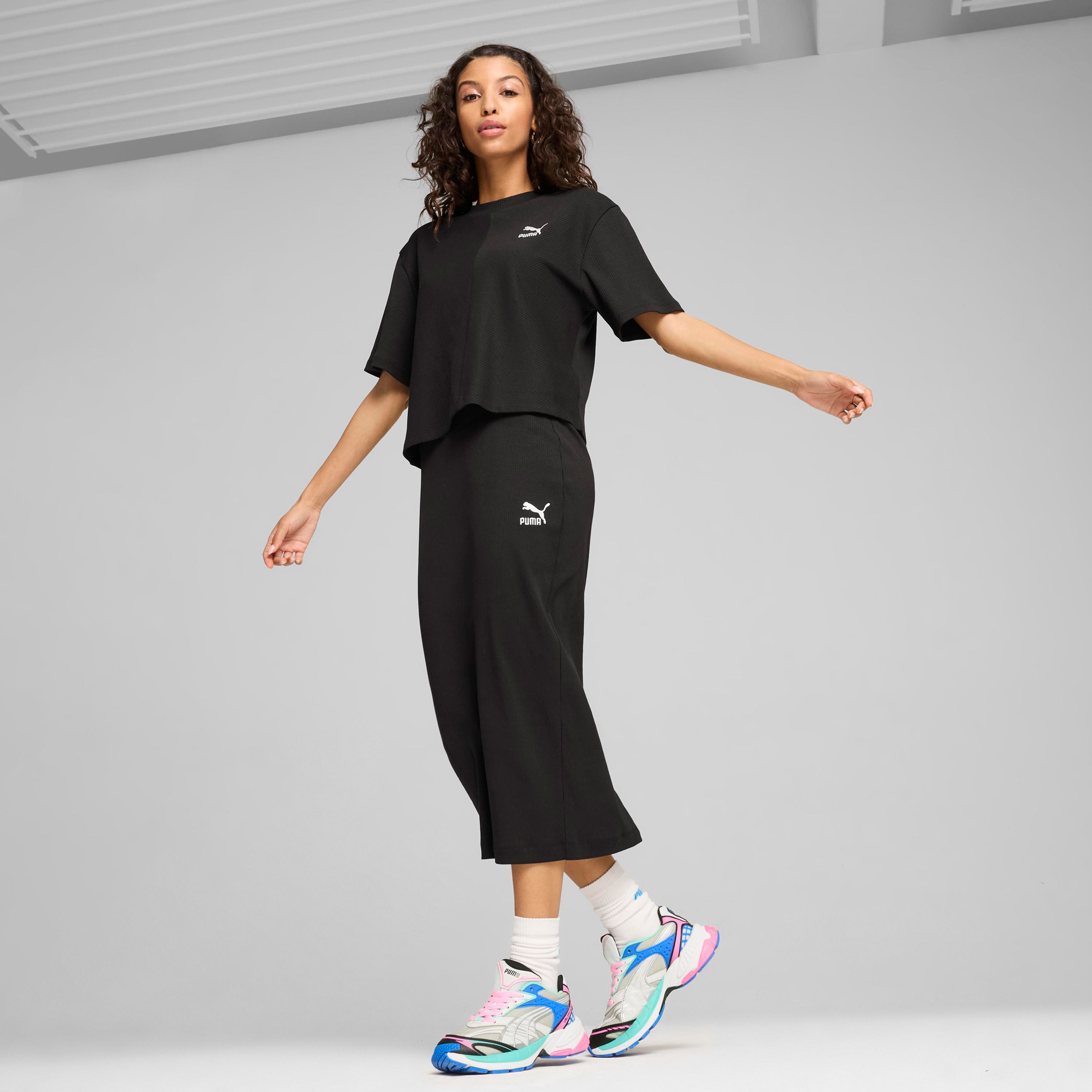 Puma Classıcs Ribbed Relaxed Kadın Siyah T-Shirt