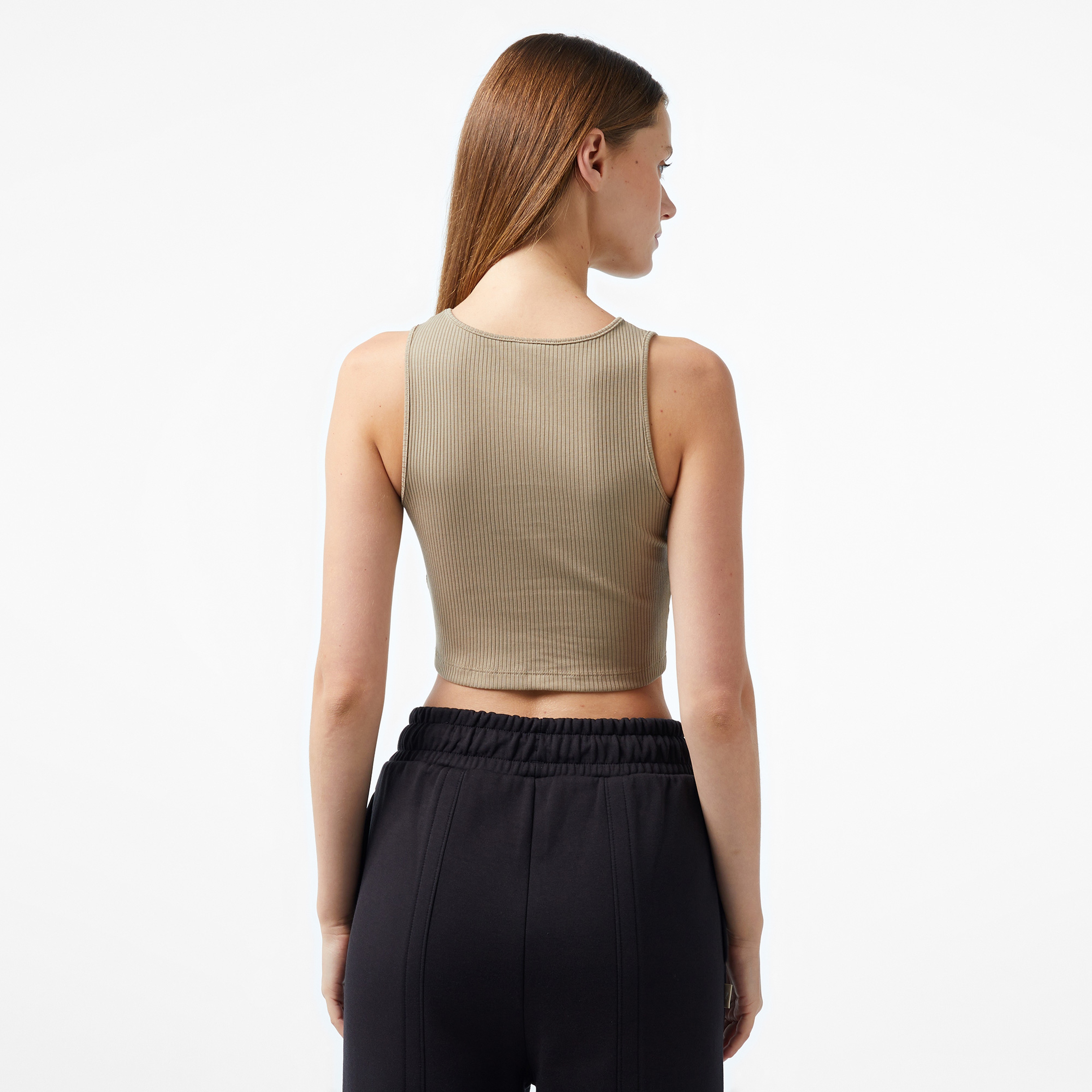 Puma Classıcs Ribbed Crop Top Kadın Haki T-Shirt