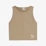 Puma Classıcs Ribbed Crop Top Kadın Haki T-Shirt