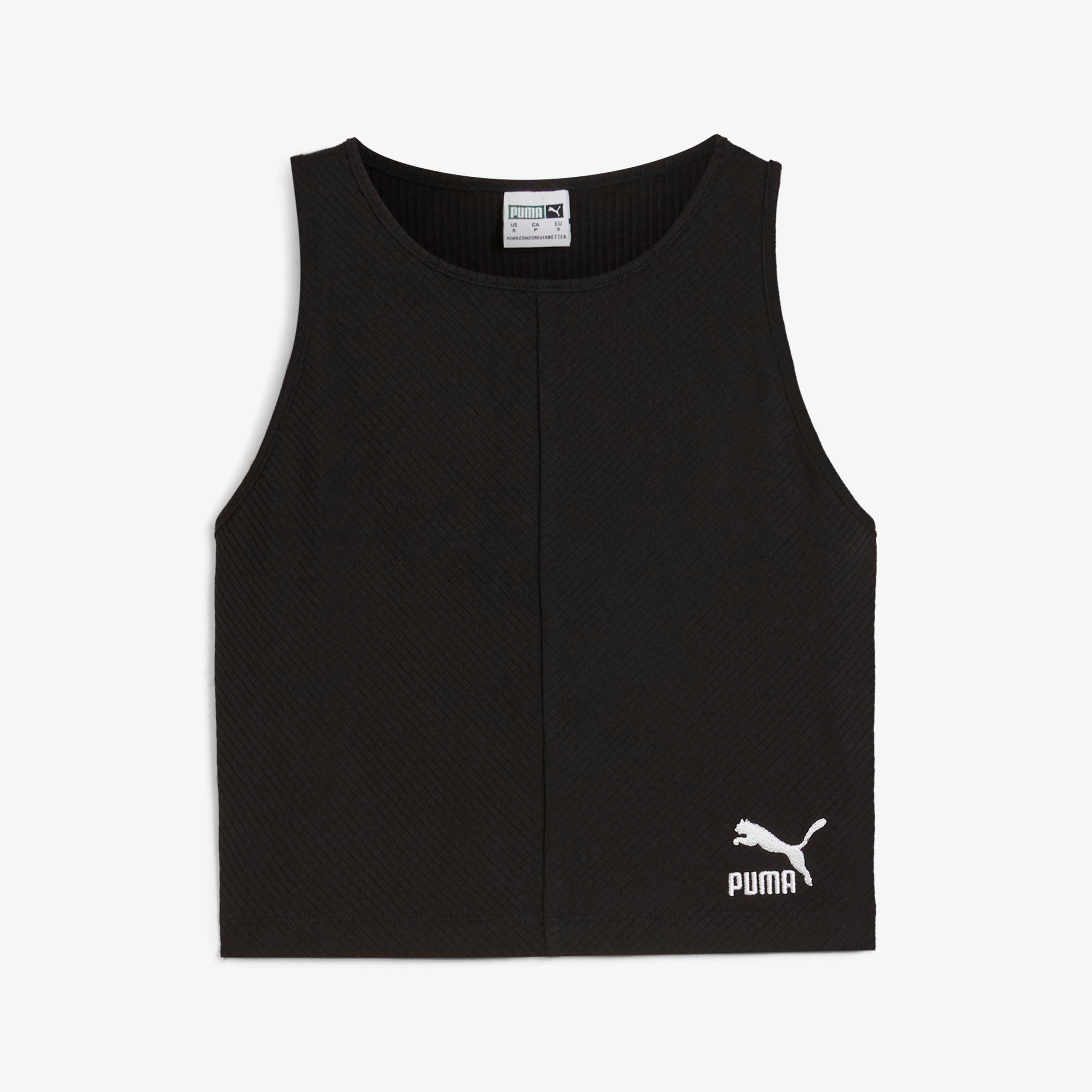 Puma Classıcs Ribbed Crop Top Kadın Siyah T-Shirt