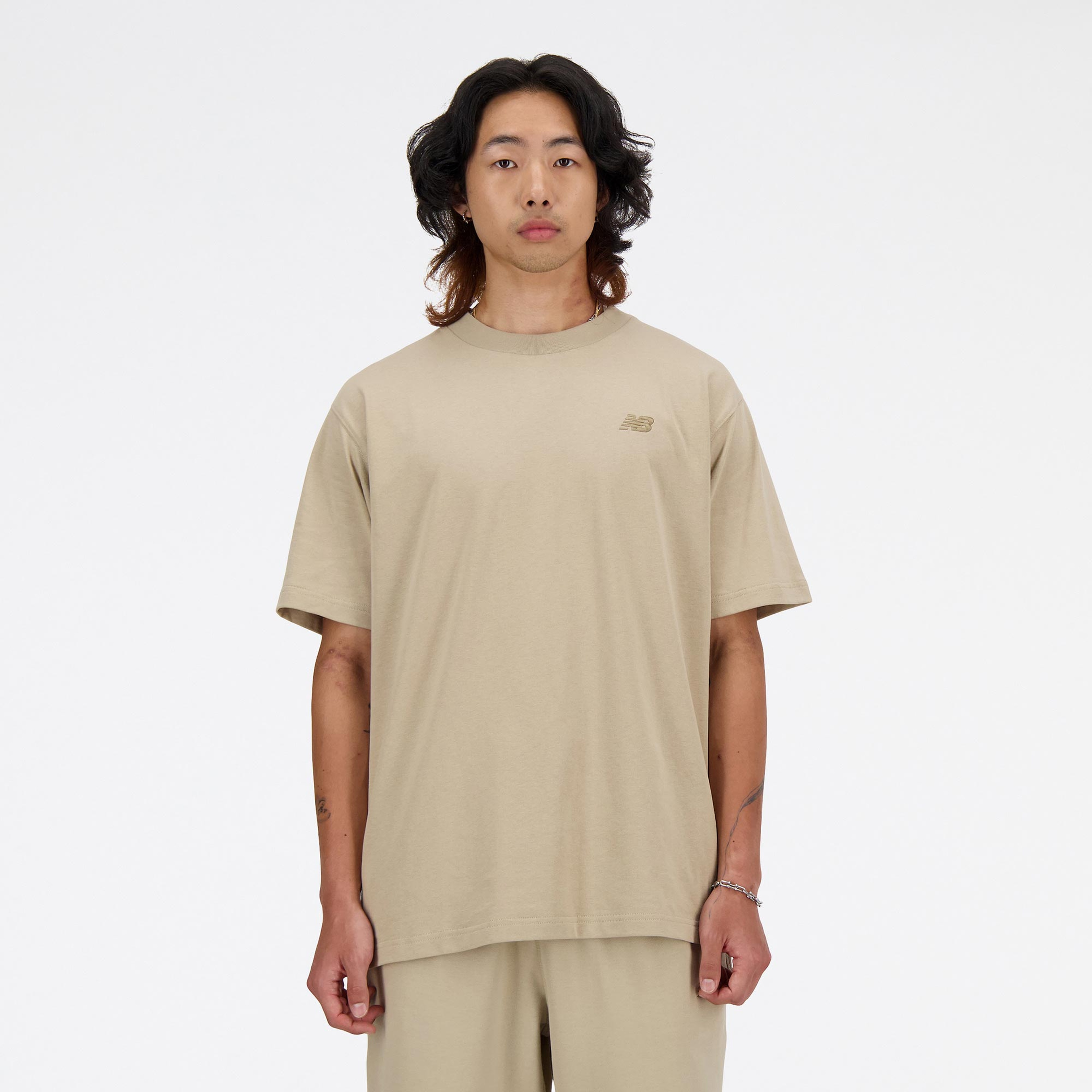New Balance Athletics Erkek Bej T-Shirt
