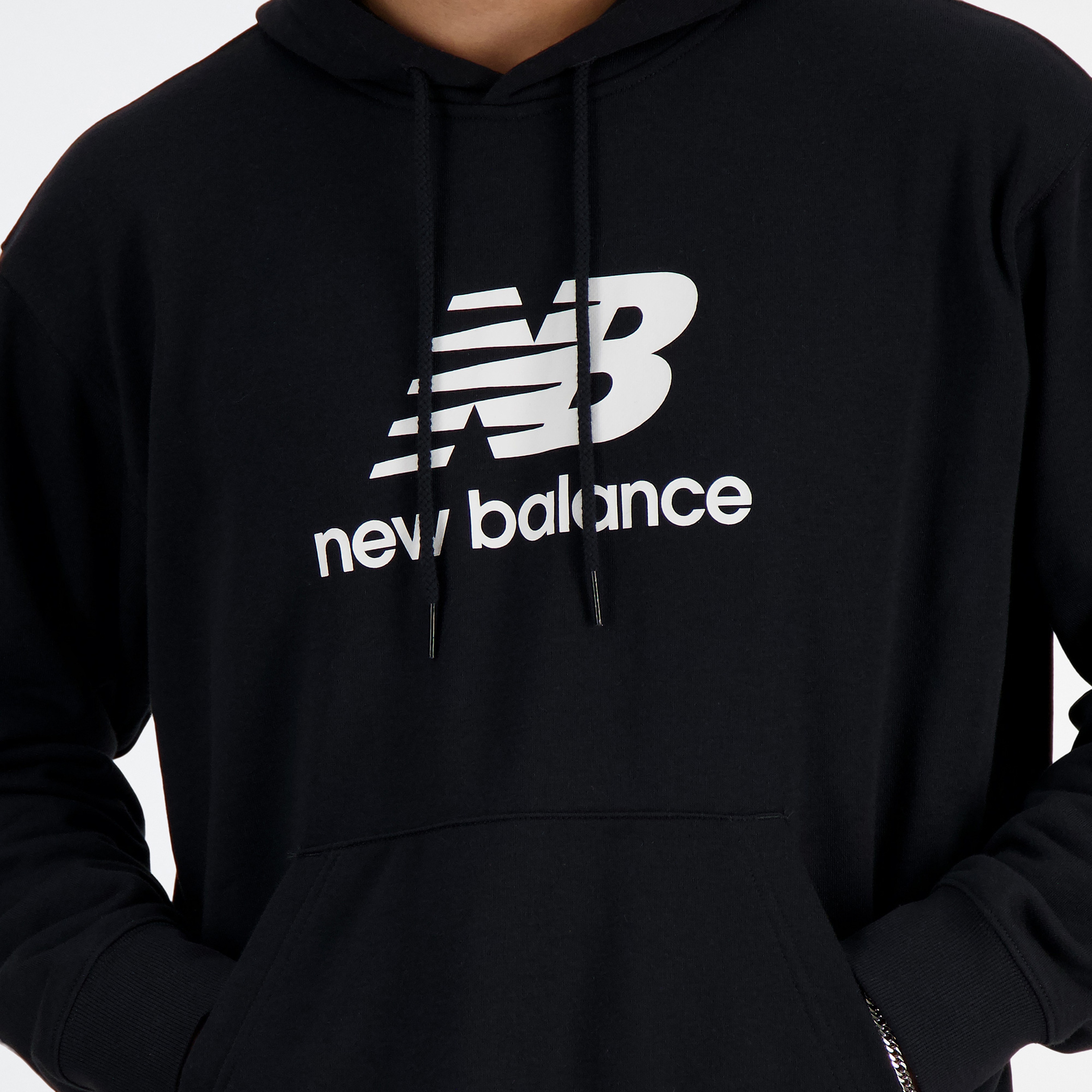 New Balance Sport Essentials French Terry Logo Erkek Siyah Hoodie