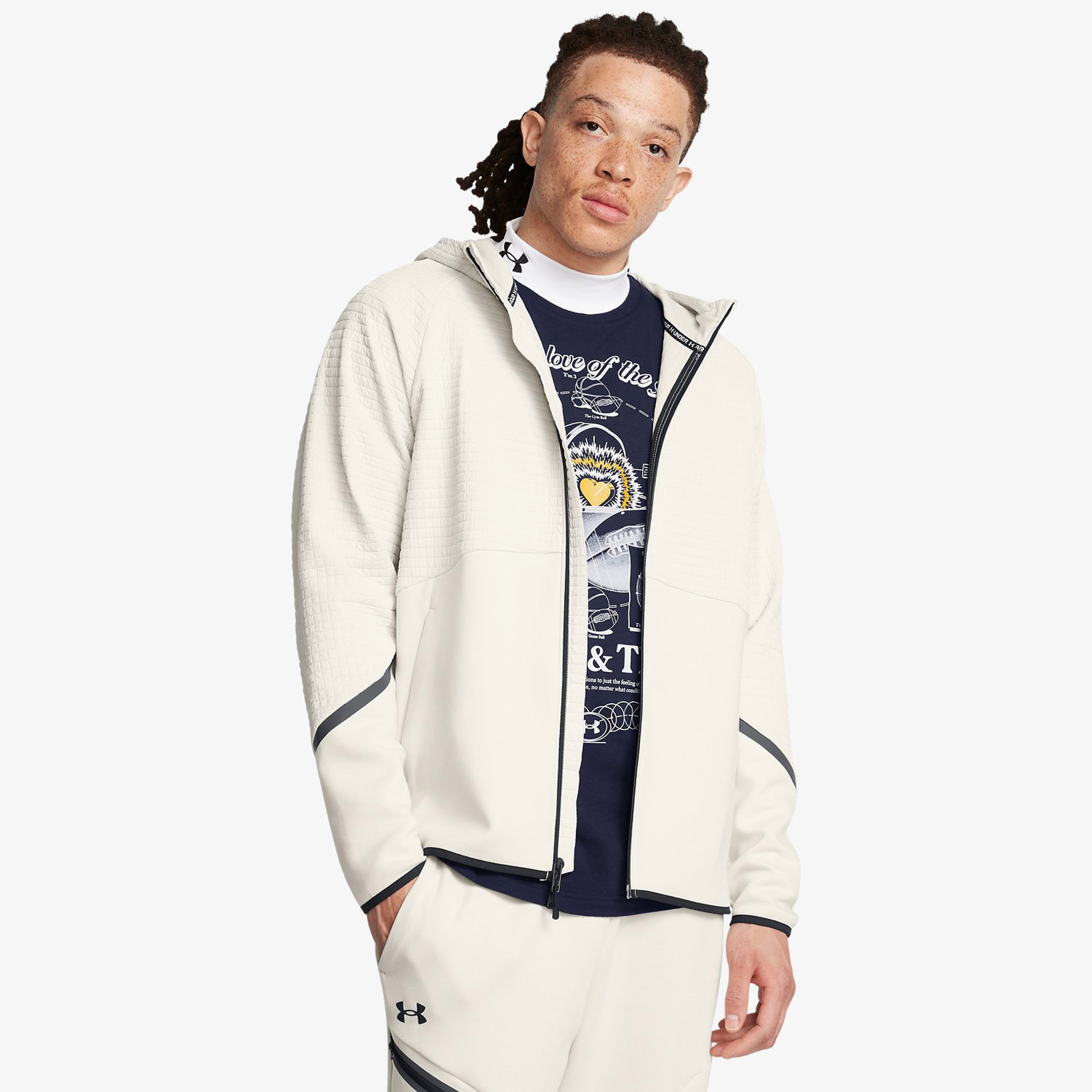 Under Armour Unstoppable Flc Grid Fz Erkek Beyaz Sweatshirt