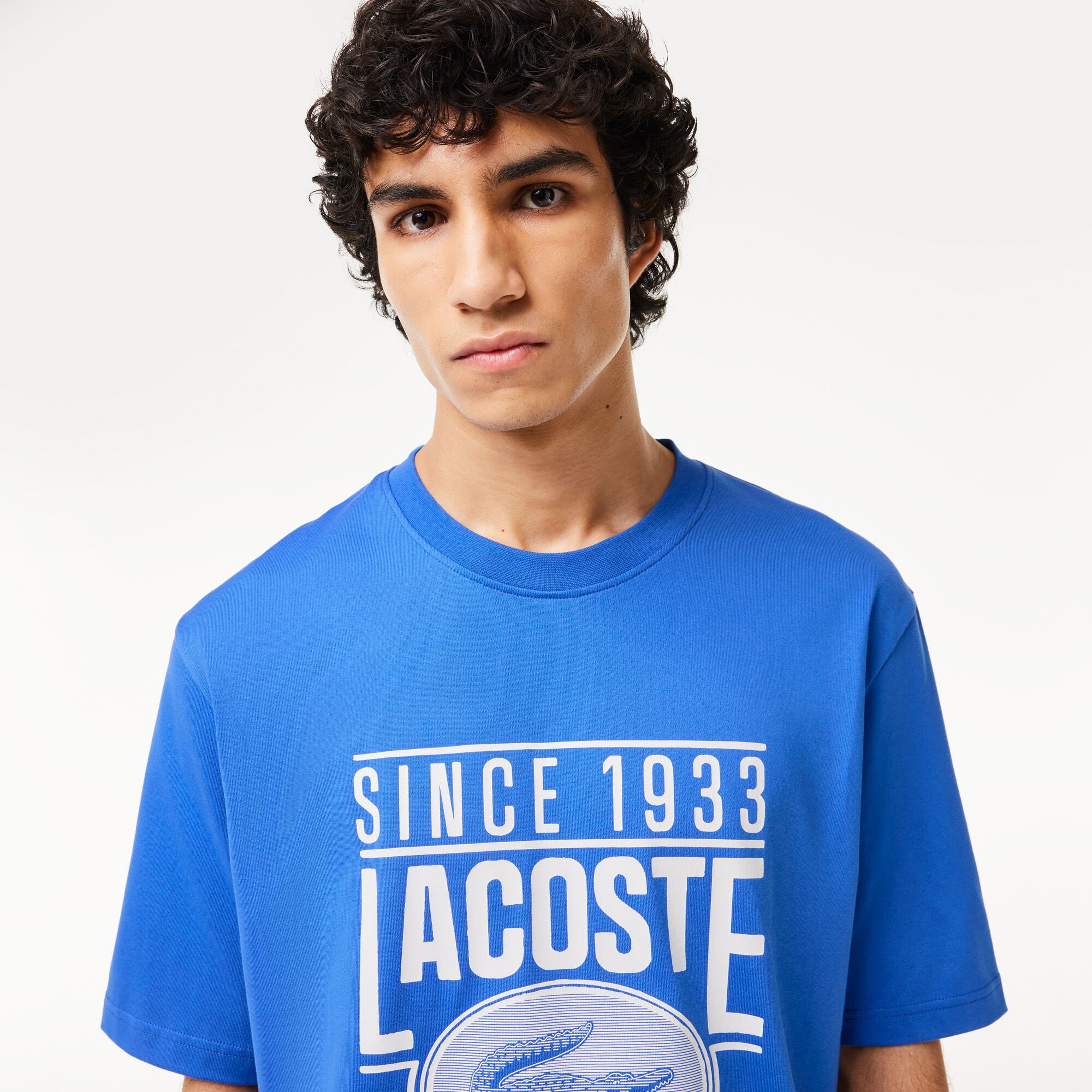 Lacoste Erkek Loose Fit Baskılı Mavi T-Shirt