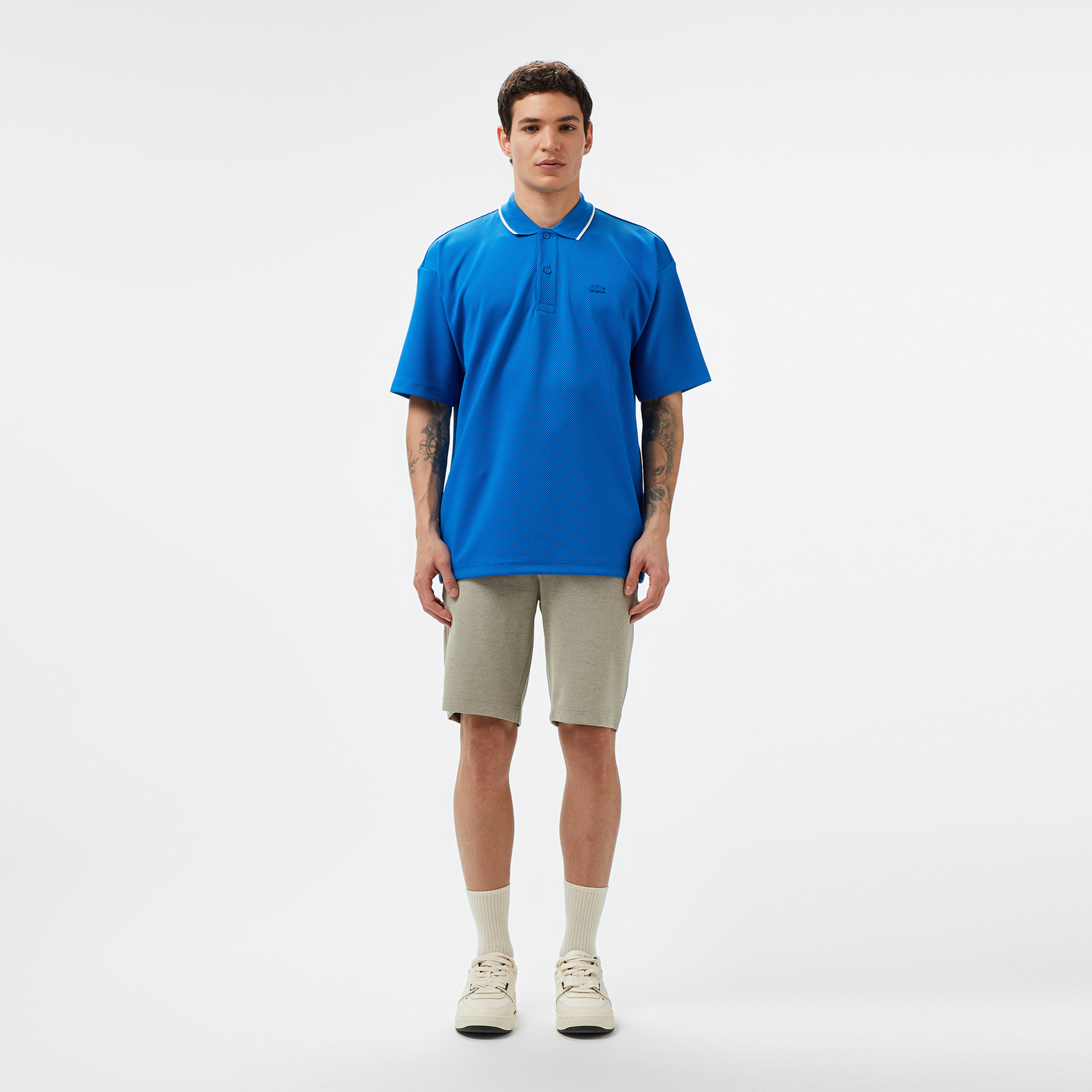 Erkek Oversize Fit Mavi Polo