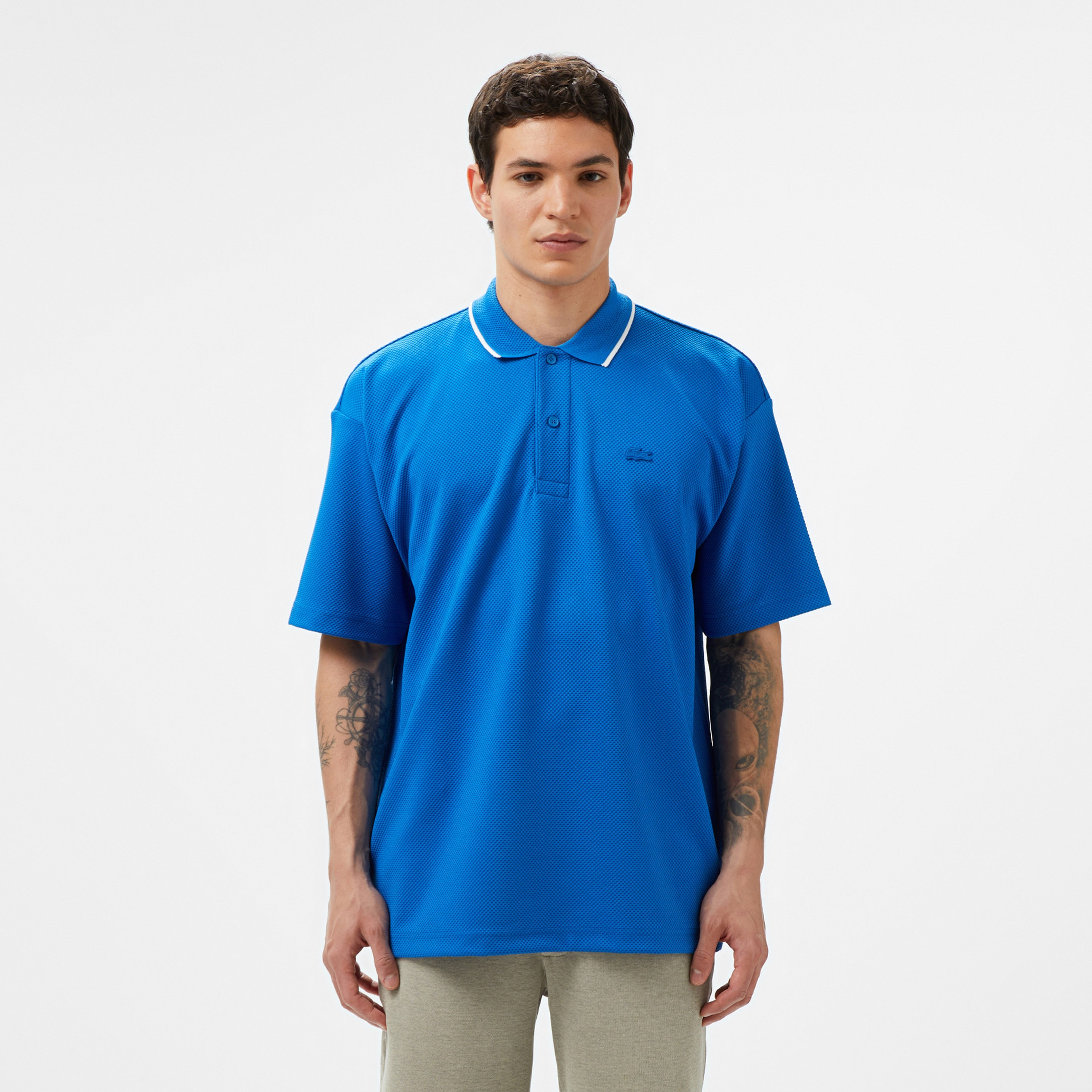 Erkek Oversize Fit Mavi Polo