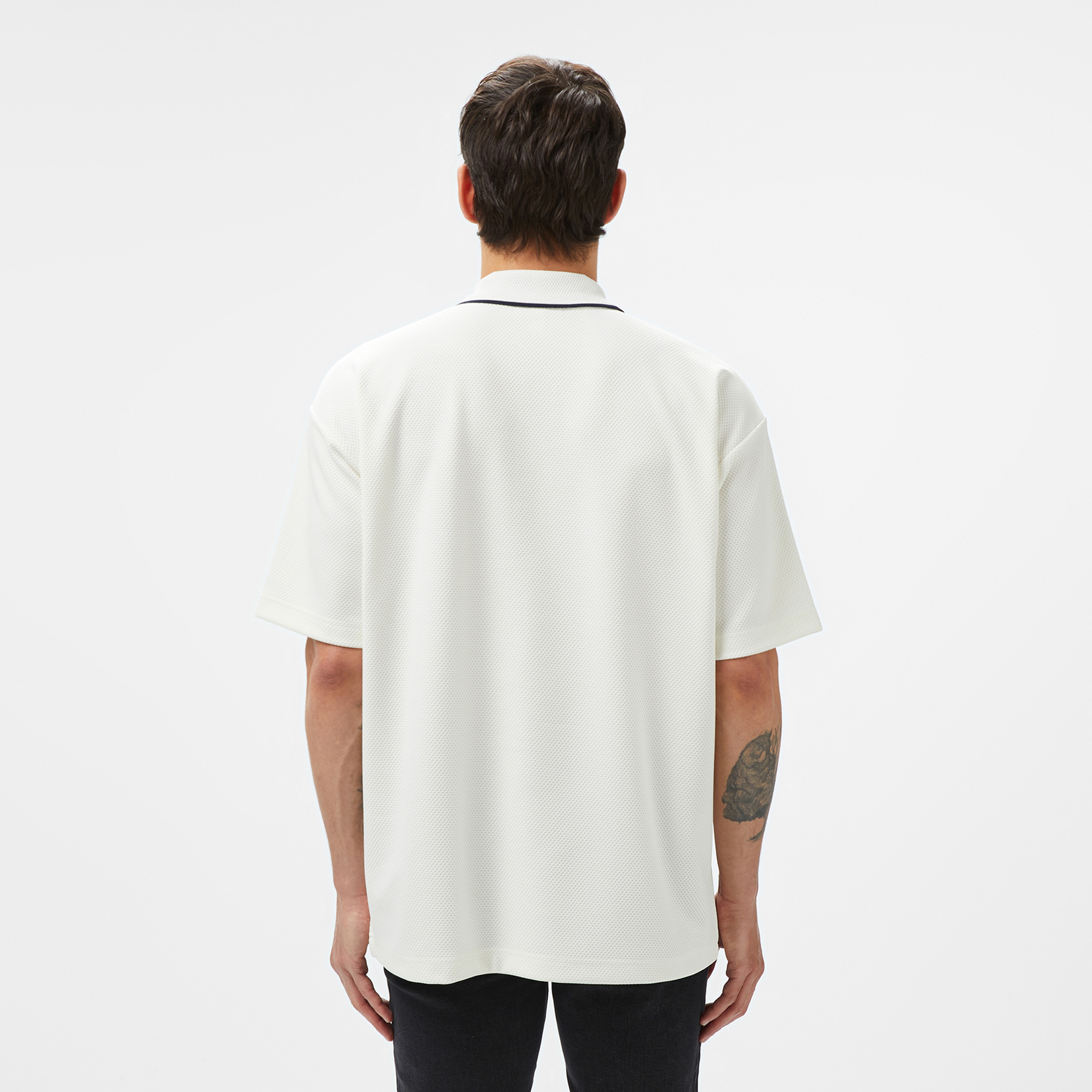 Erkek Oversize Fit Beyaz Polo