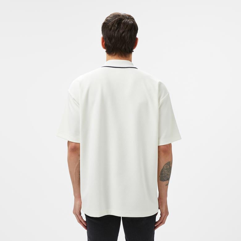 Erkek Oversize Fit Beyaz Polo