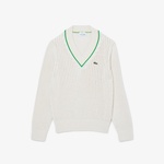 Unisex Classic Fit V Yaka Krem Kazak