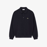 Erkek Loose Fit Polo Yaka Lacivert Sweatshirt