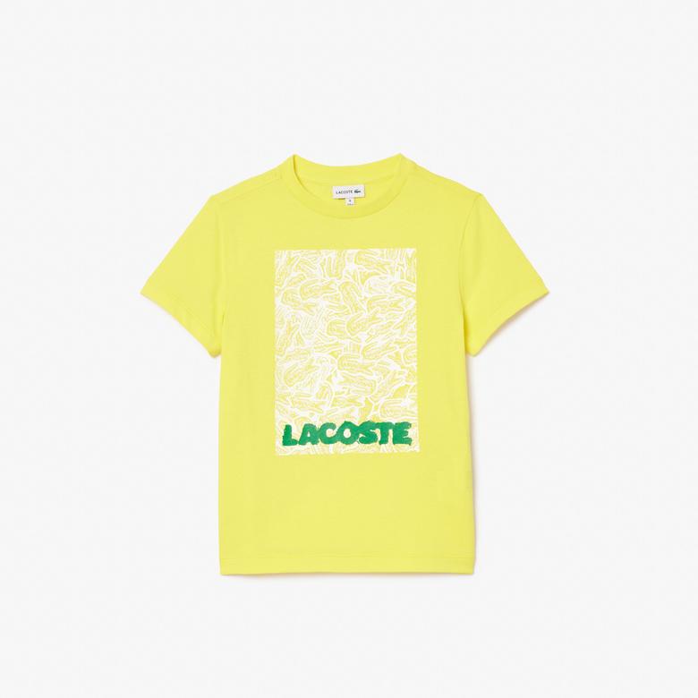 Lacoste Çocuk Bisiklet Yaka Baskılı Sarı T-Shirt