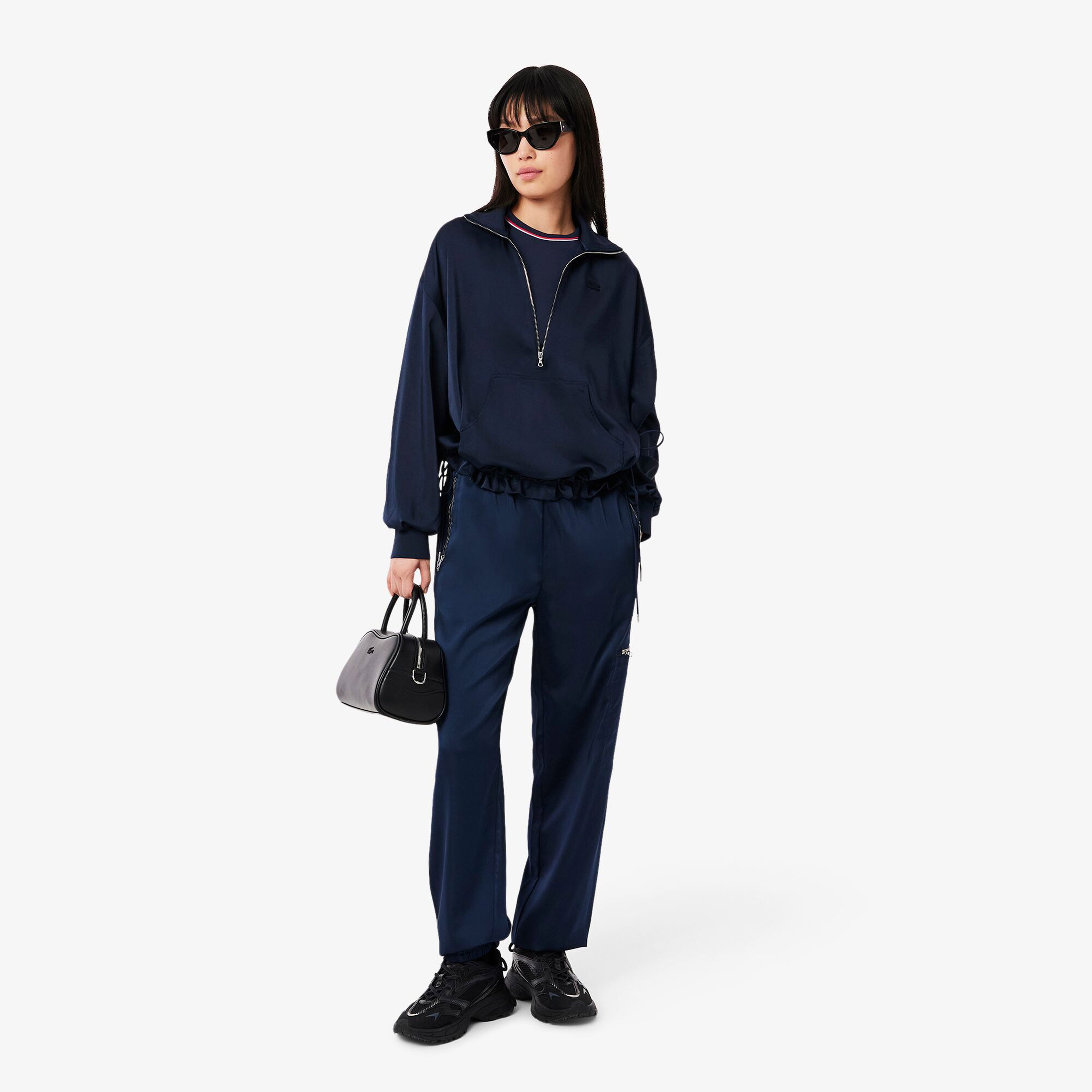 Kadın Slim Fit Bisiklet Yaka Lacivert T-Shirt