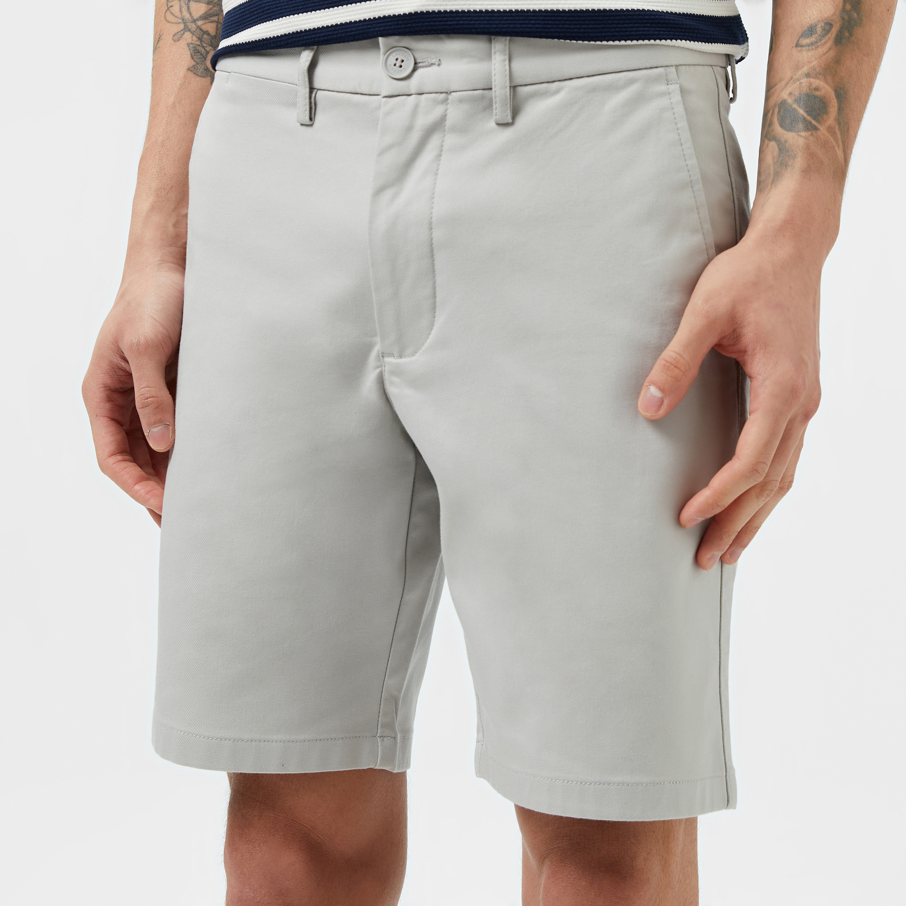 Erkek Slim Fit Gri Bermuda Şort