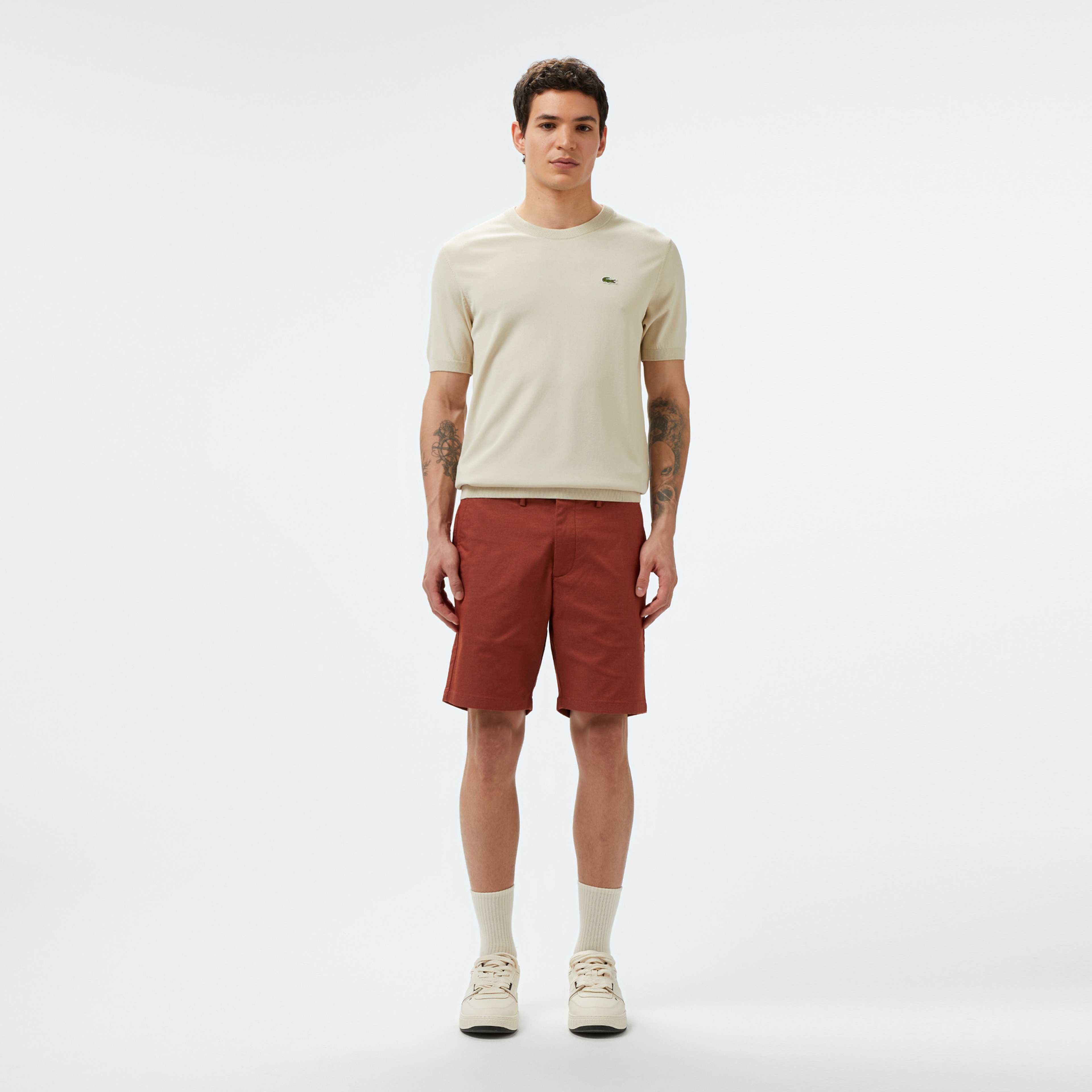 Erkek Slim Fit Kahverengi Bermuda Şort