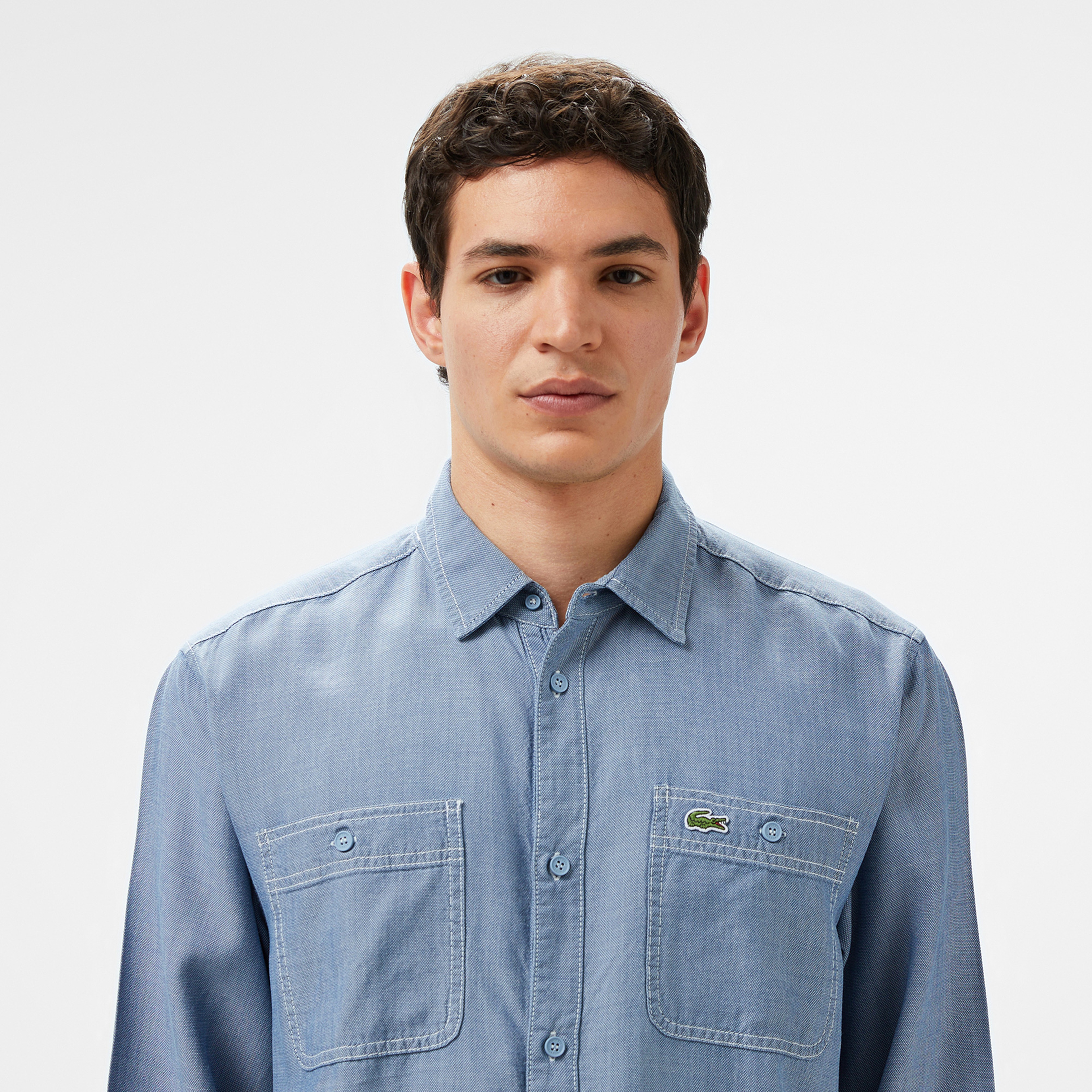 Erkek Regular Fit Liyosel Mavi Gömlek