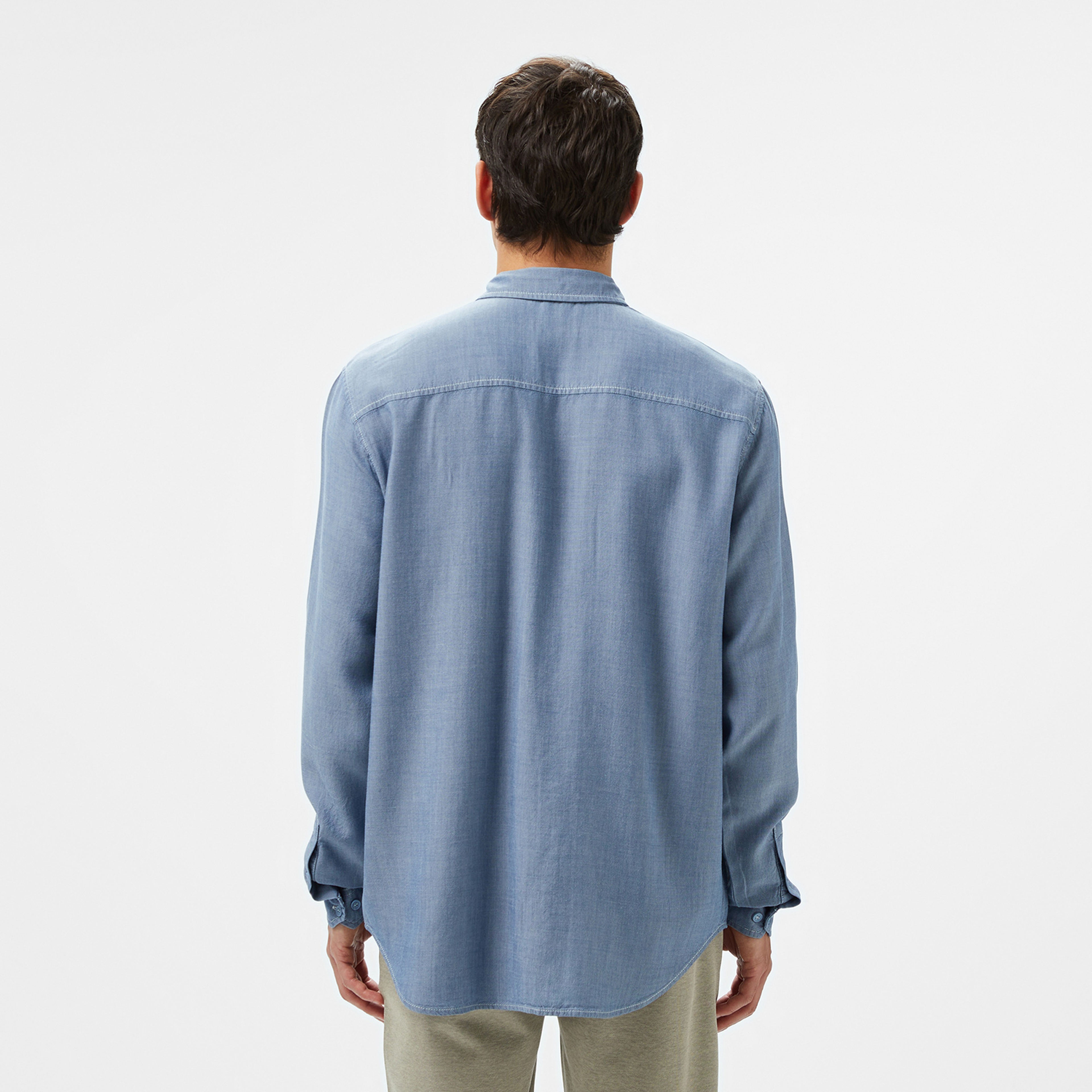 Erkek Regular Fit Liyosel Mavi Gömlek