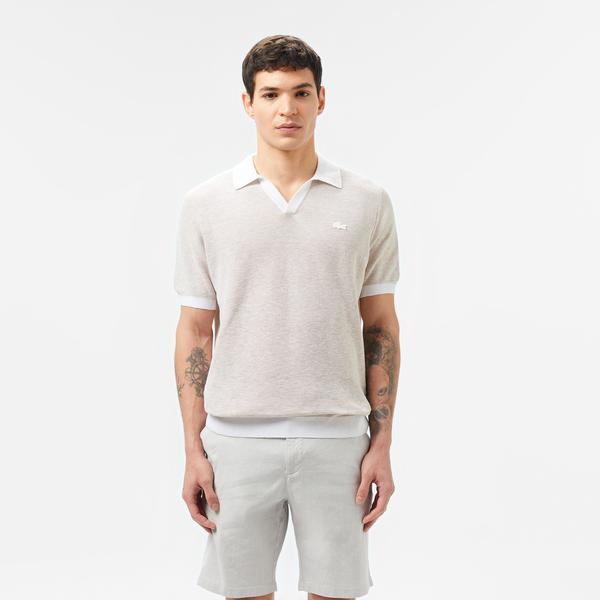 Erkek Kısa Kollu Polo Yaka Krem Triko