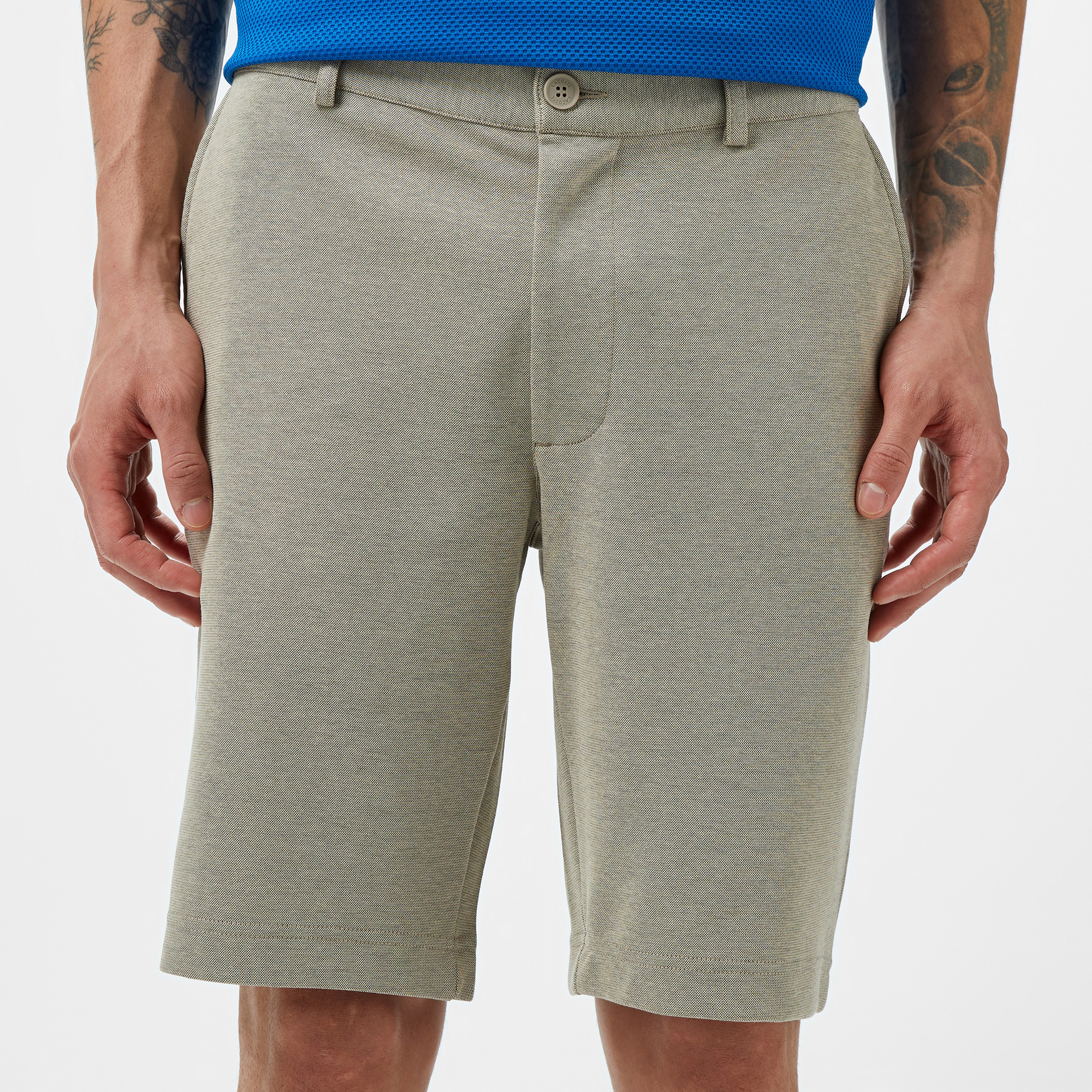 Erkek Tapered Fit Bej Bermuda Şort