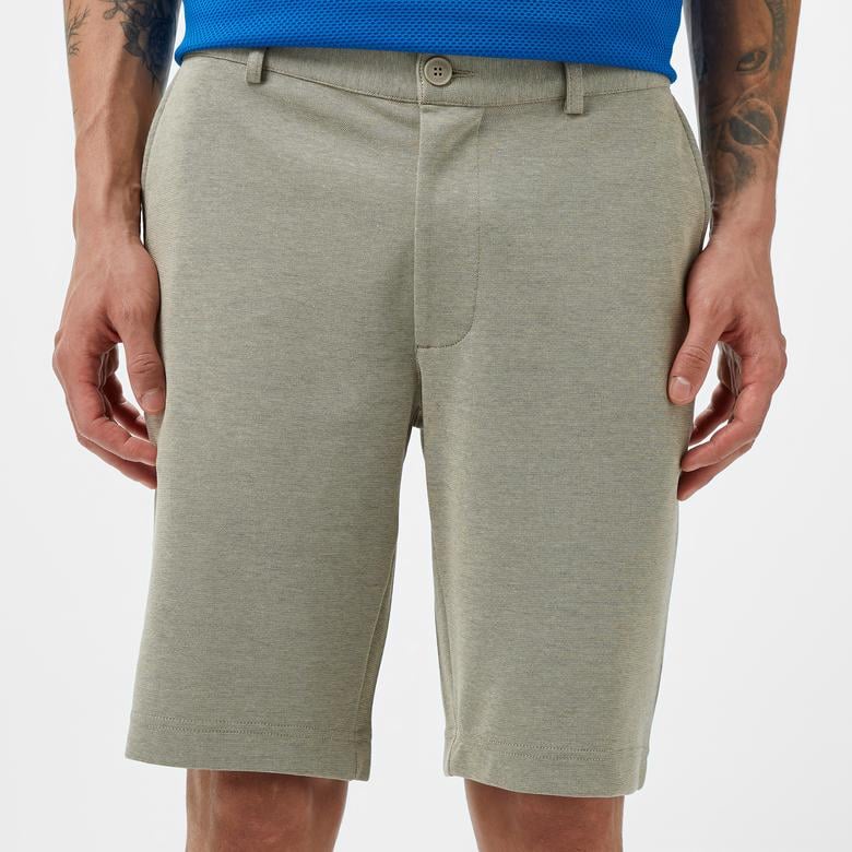 Erkek Tapered Fit Bej Bermuda Şort