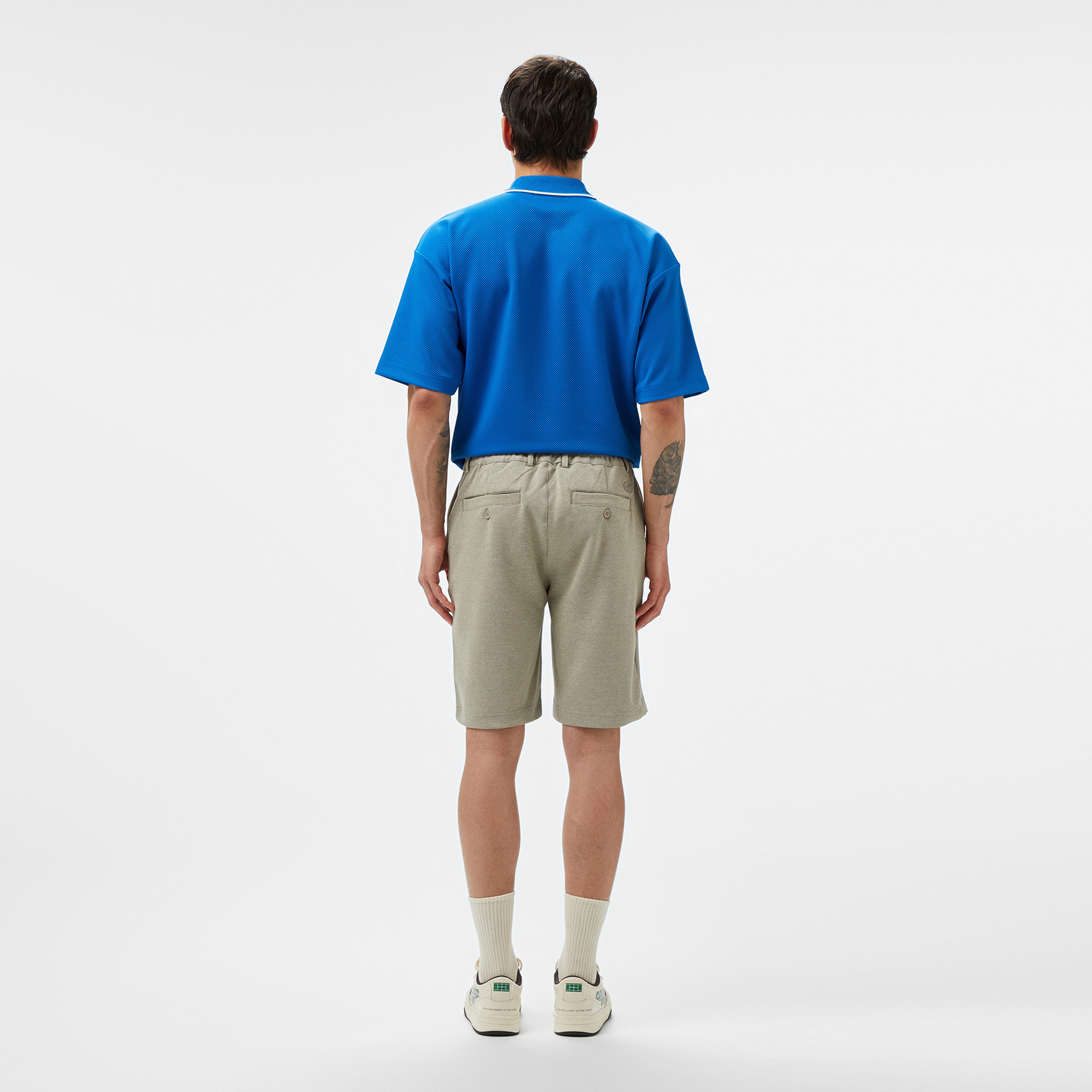 Erkek Tapered Fit Bej Bermuda Şort