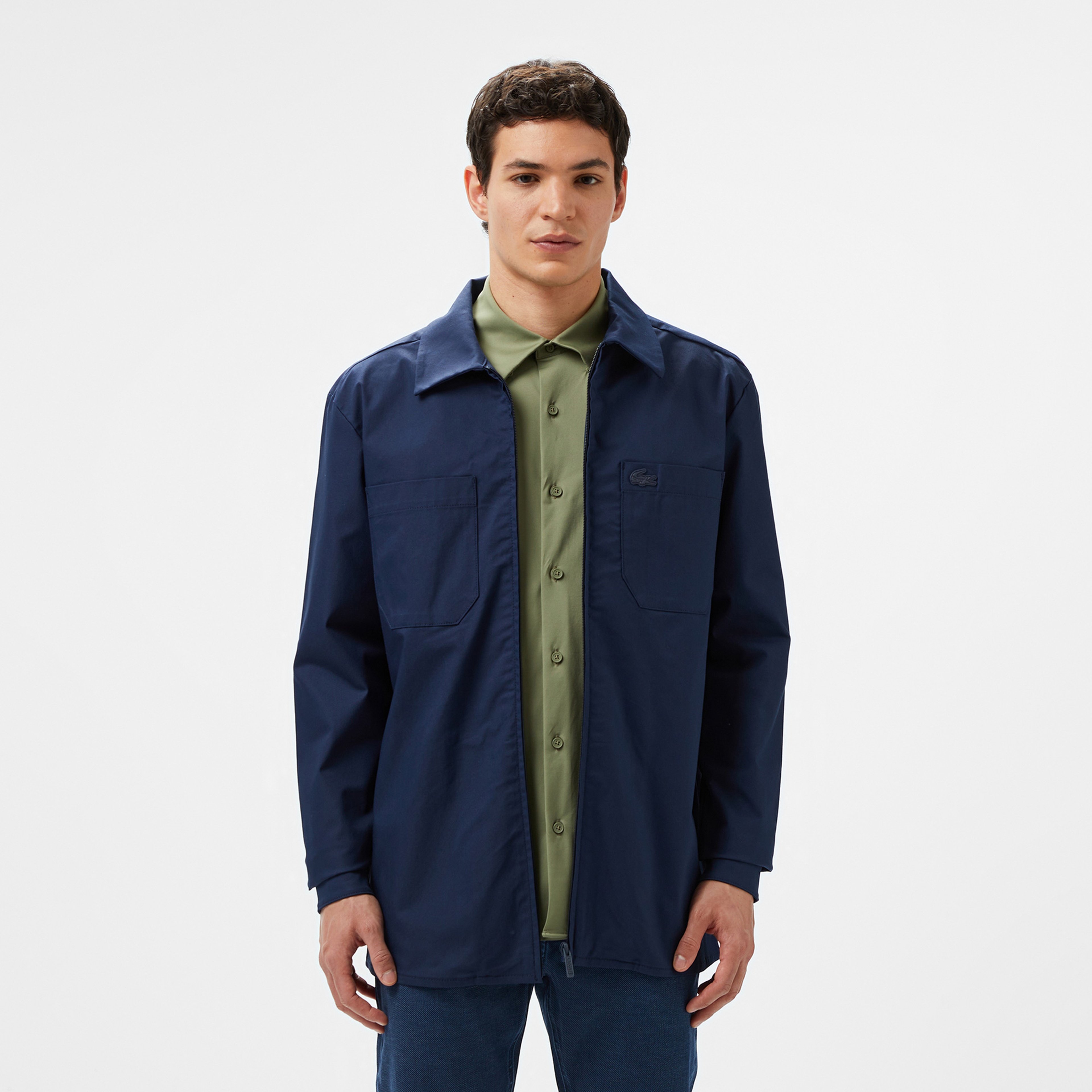 Erkek Regular Fit Gömlek Yaka Lacivert Ceket