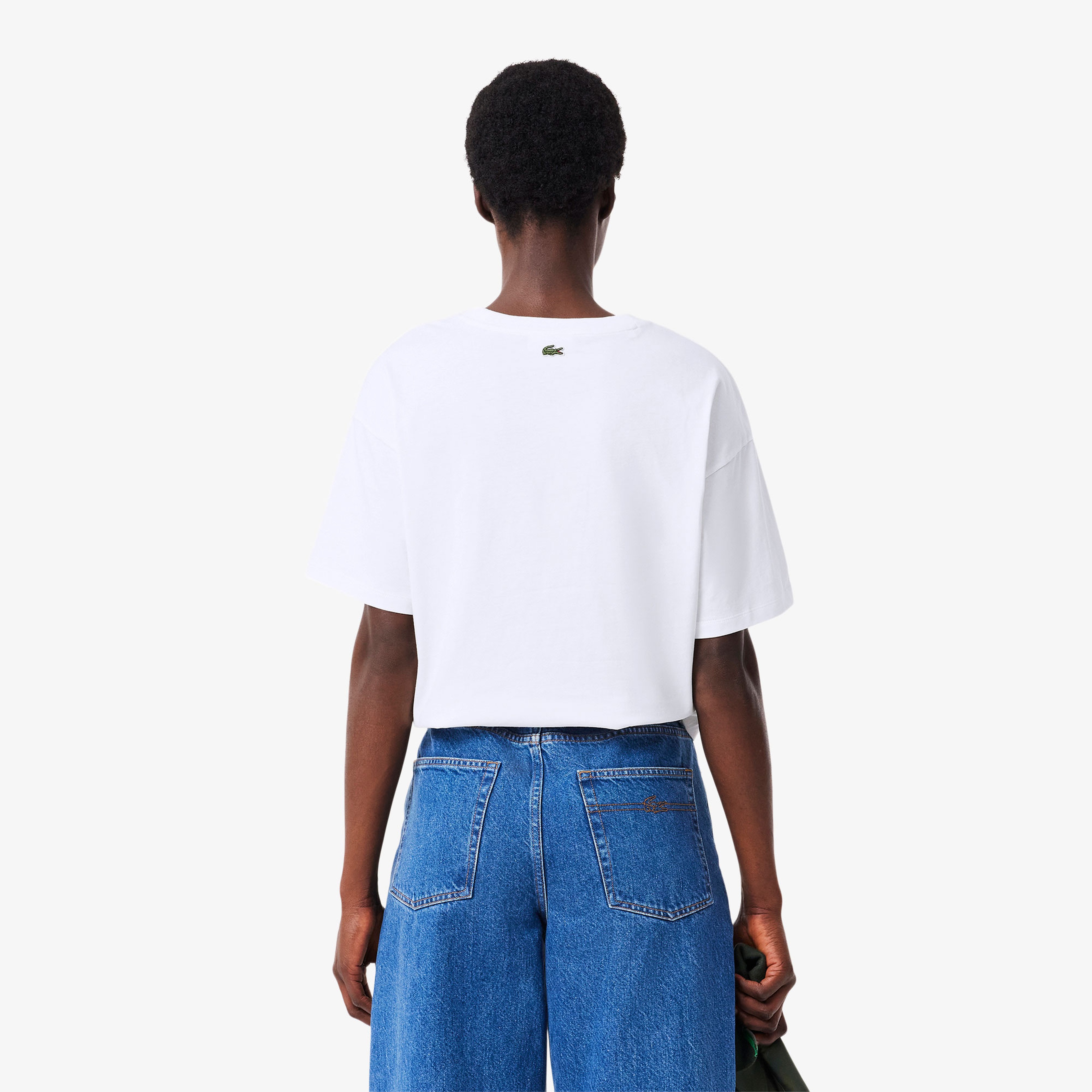 Kadın Bisiklet Yaka Beyaz T-Shirt