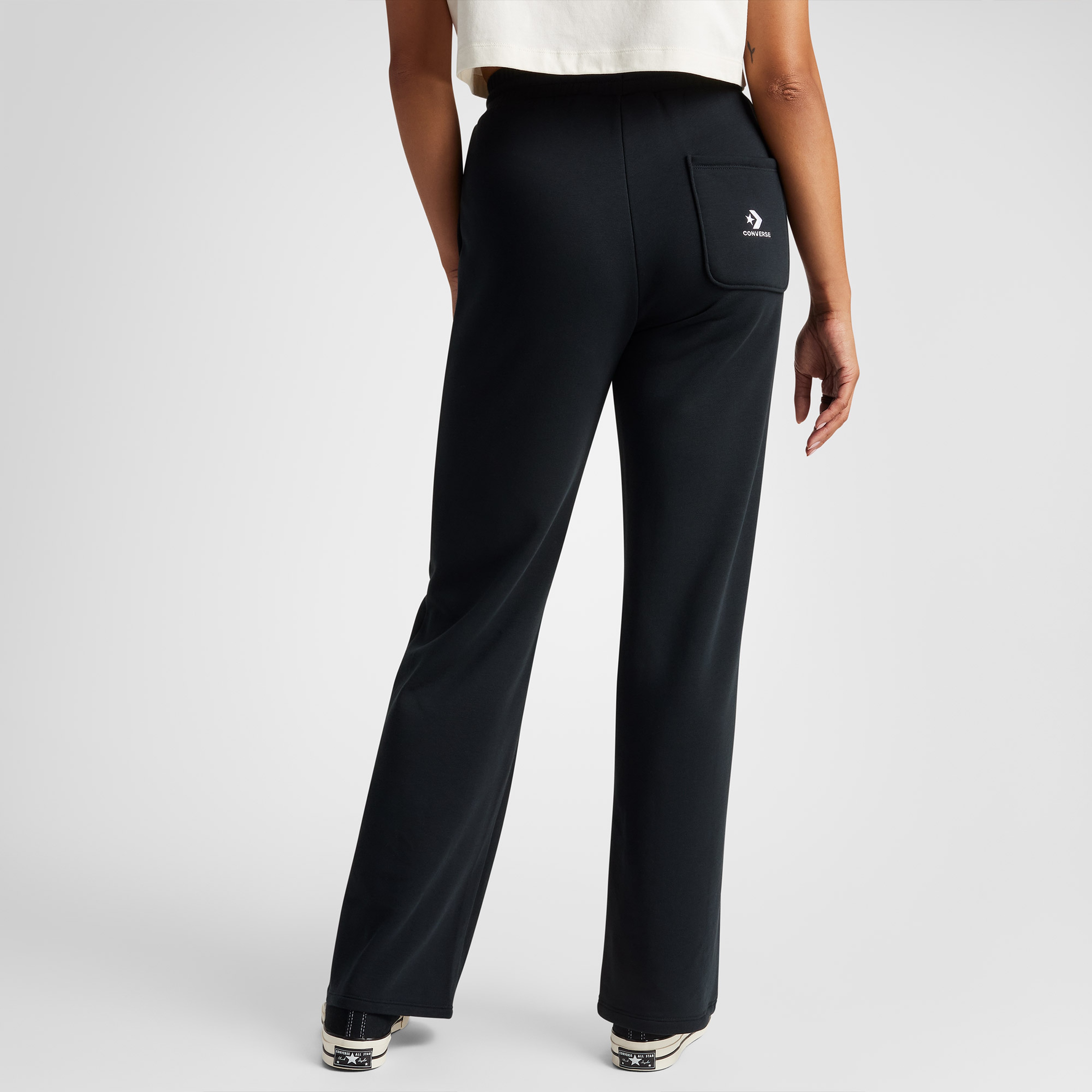 Converse Wide-Leg French Terry Kadın Siyah Eşofman Altı