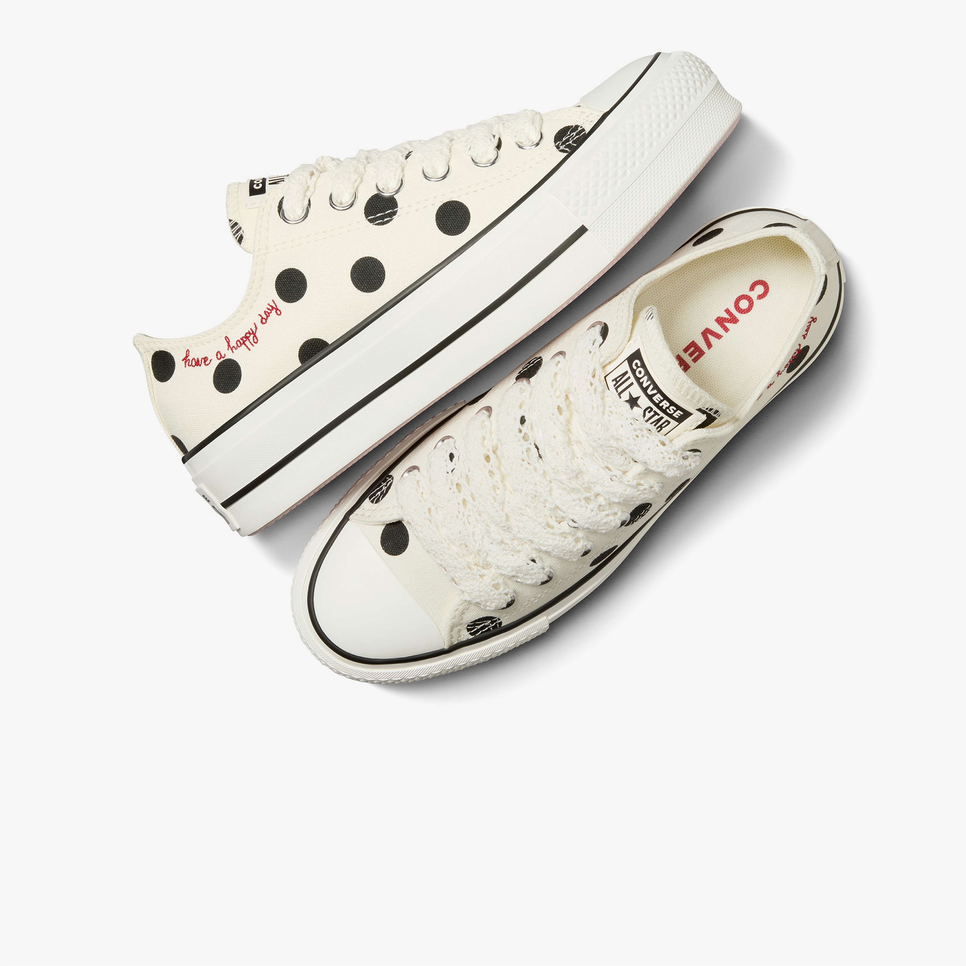 Converse Chuck Taylor All Star Lift Polka Dots Kadın Krem Platform Sneaker