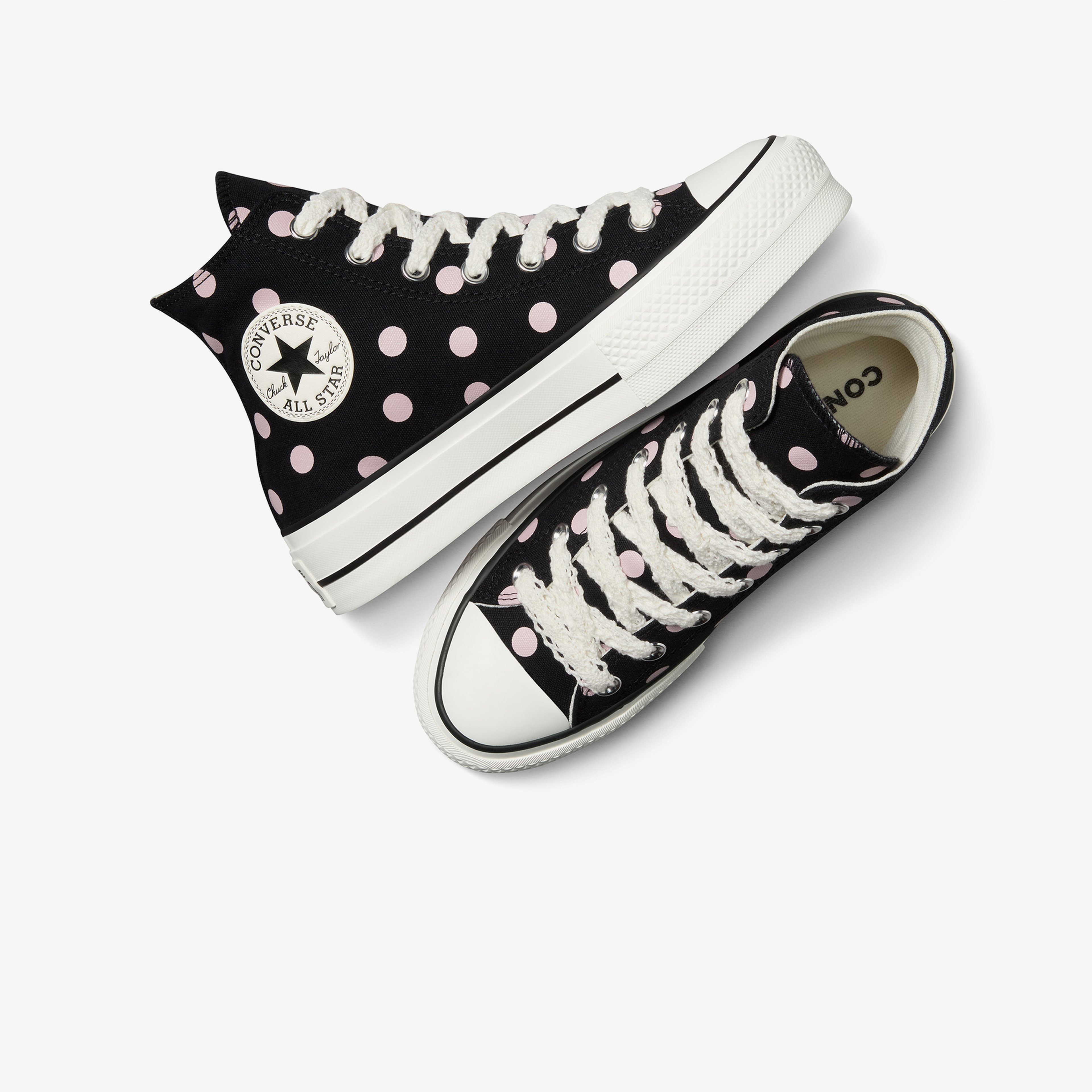 Converse Chuck Taylor All Star Lift Polka Dots Kadın Siyah Platform Sneaker