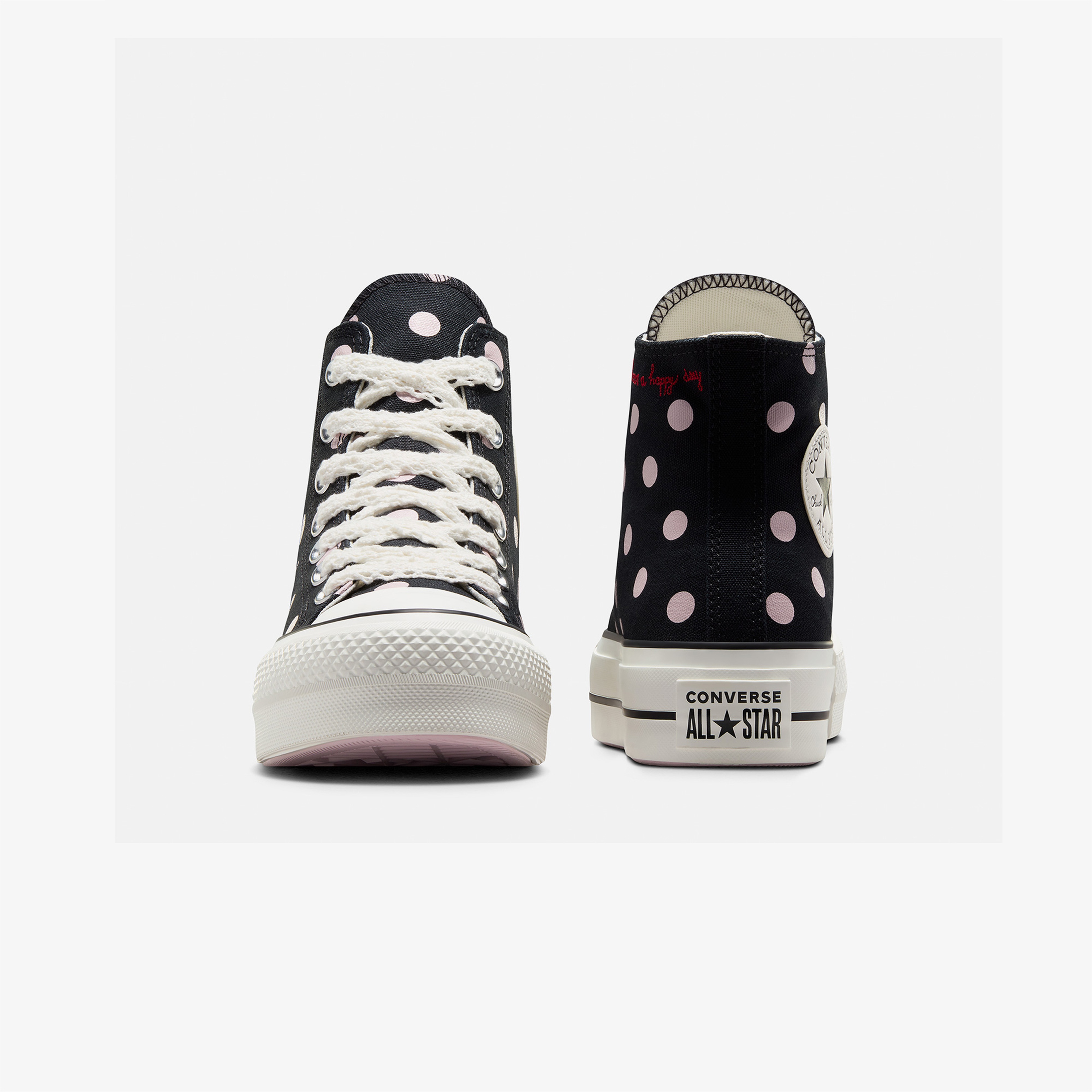 Converse Chuck Taylor All Star Lift Polka Dots Kadın Siyah Platform Sneaker
