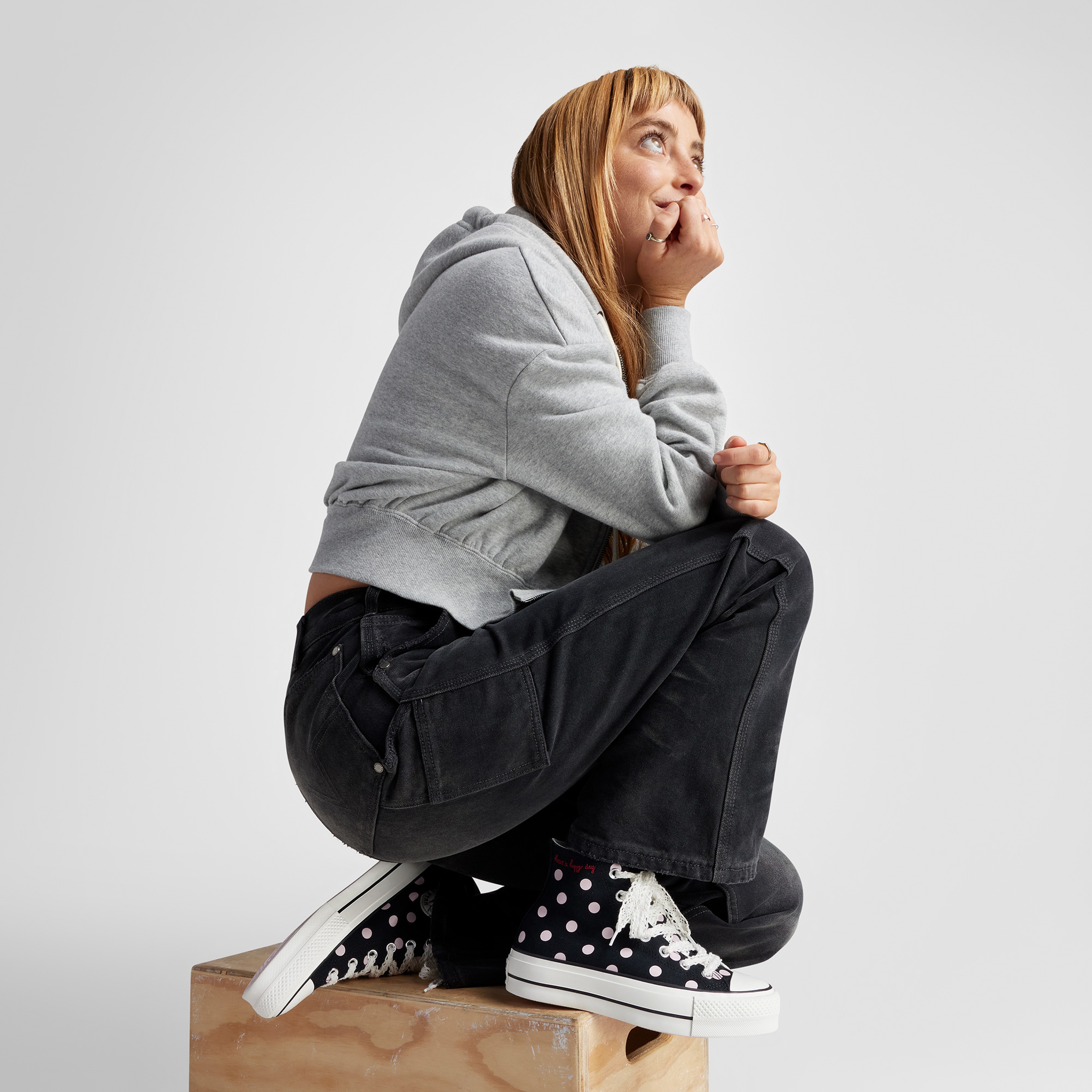 Converse Chuck Taylor All Star Lift Polka Dots Kadın Siyah Platform Sneaker