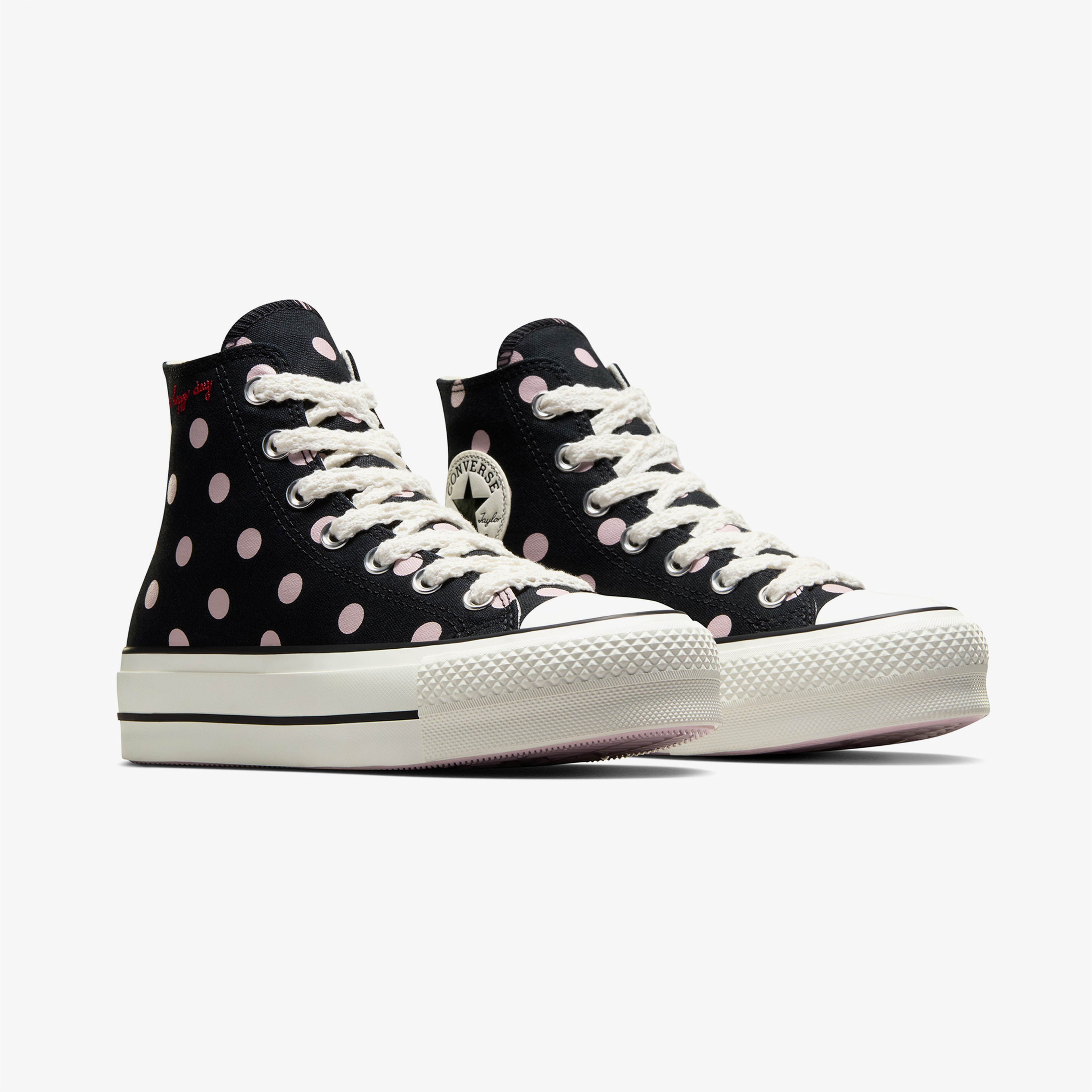 Converse Chuck Taylor All Star Lift Polka Dots Kadın Siyah Platform Sneaker