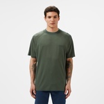 Erkek Oversize Fit Bisiklet Yaka Koyu Yeşil T-Shirt