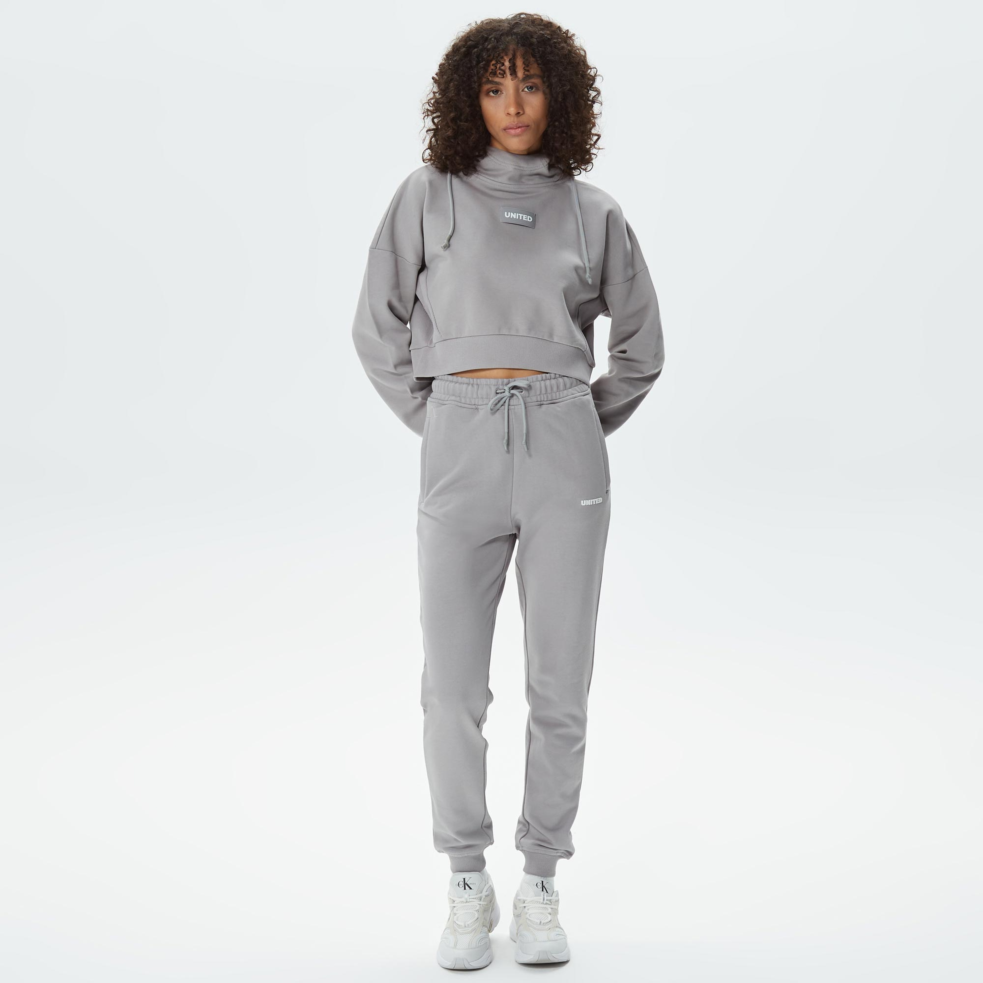 United4 Classic Kadın Gri Hoodie