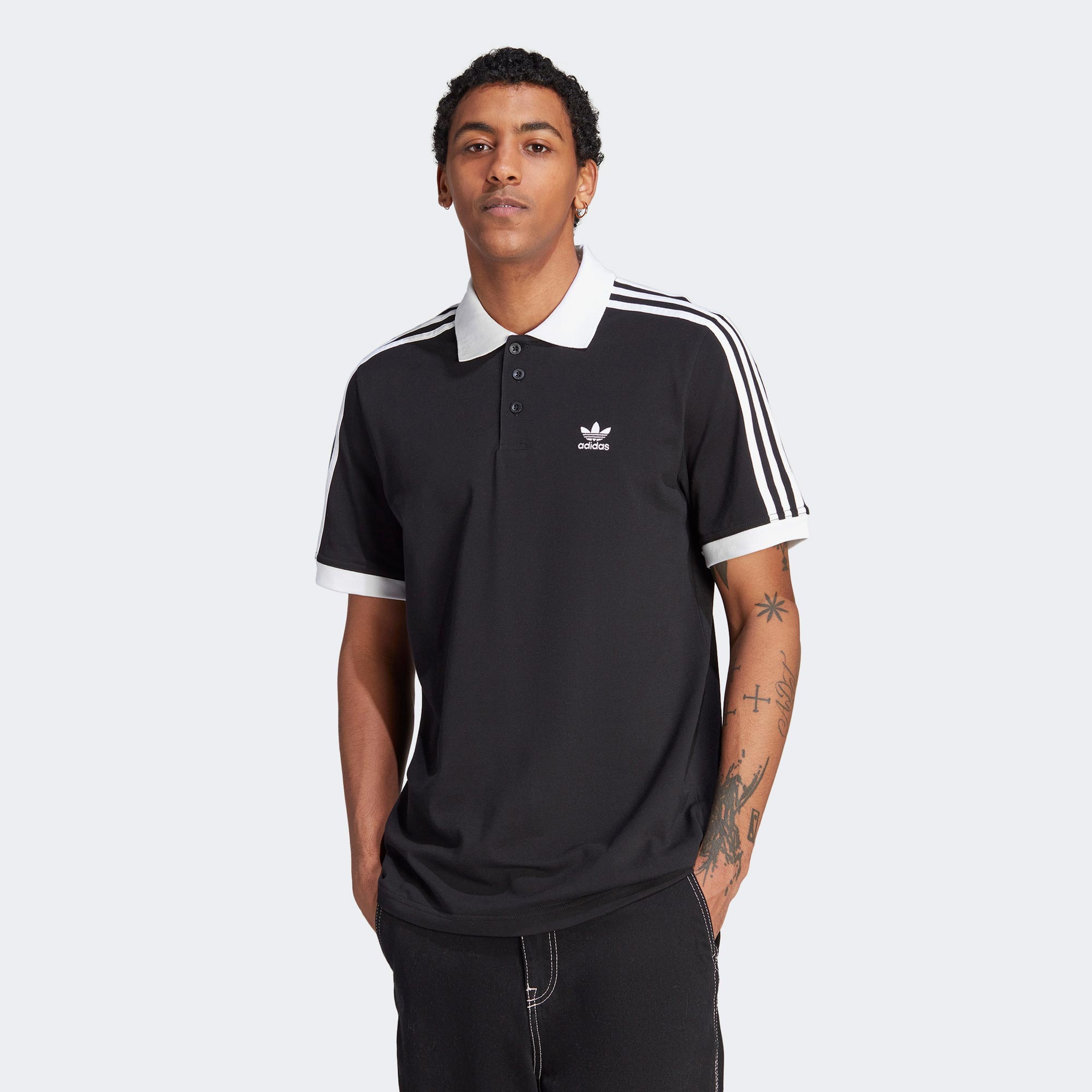 adidas Adicolor Classics 3-Stripes Polo Erkek Siyah T-Shirt