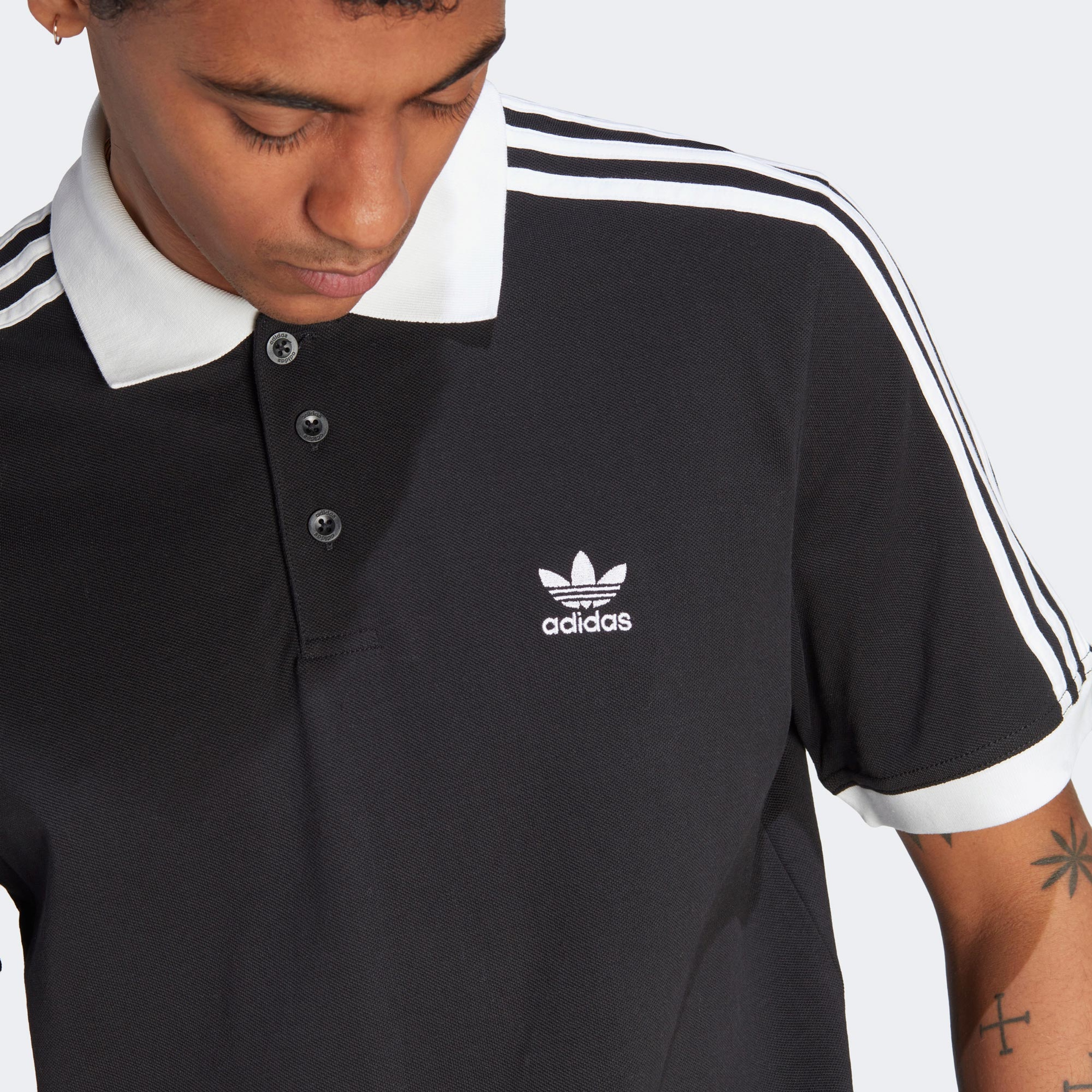 adidas Adicolor Classics 3-Stripes Polo Erkek Siyah T-Shirt