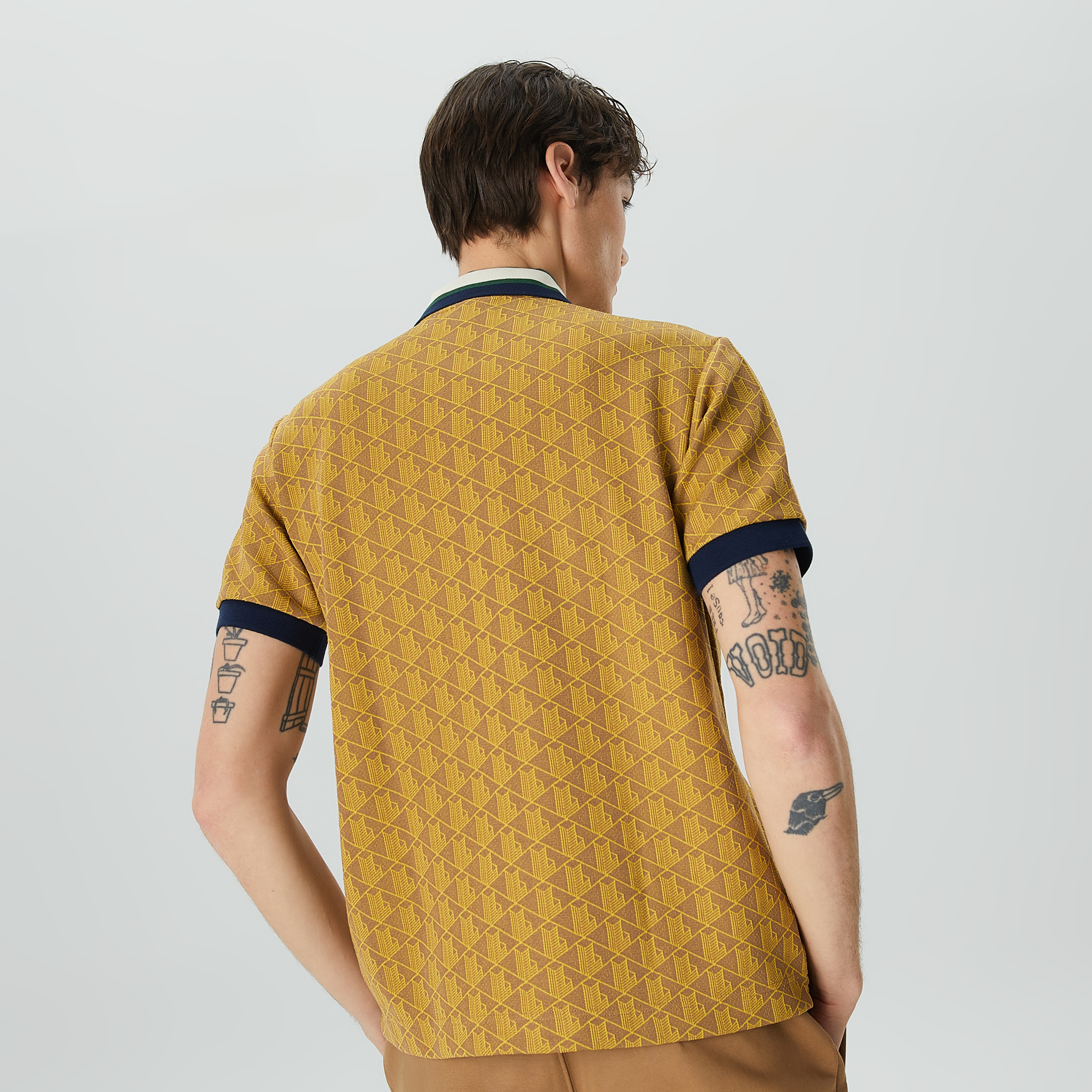 Erkek Classic Fit Monogram Kahverengi Polo