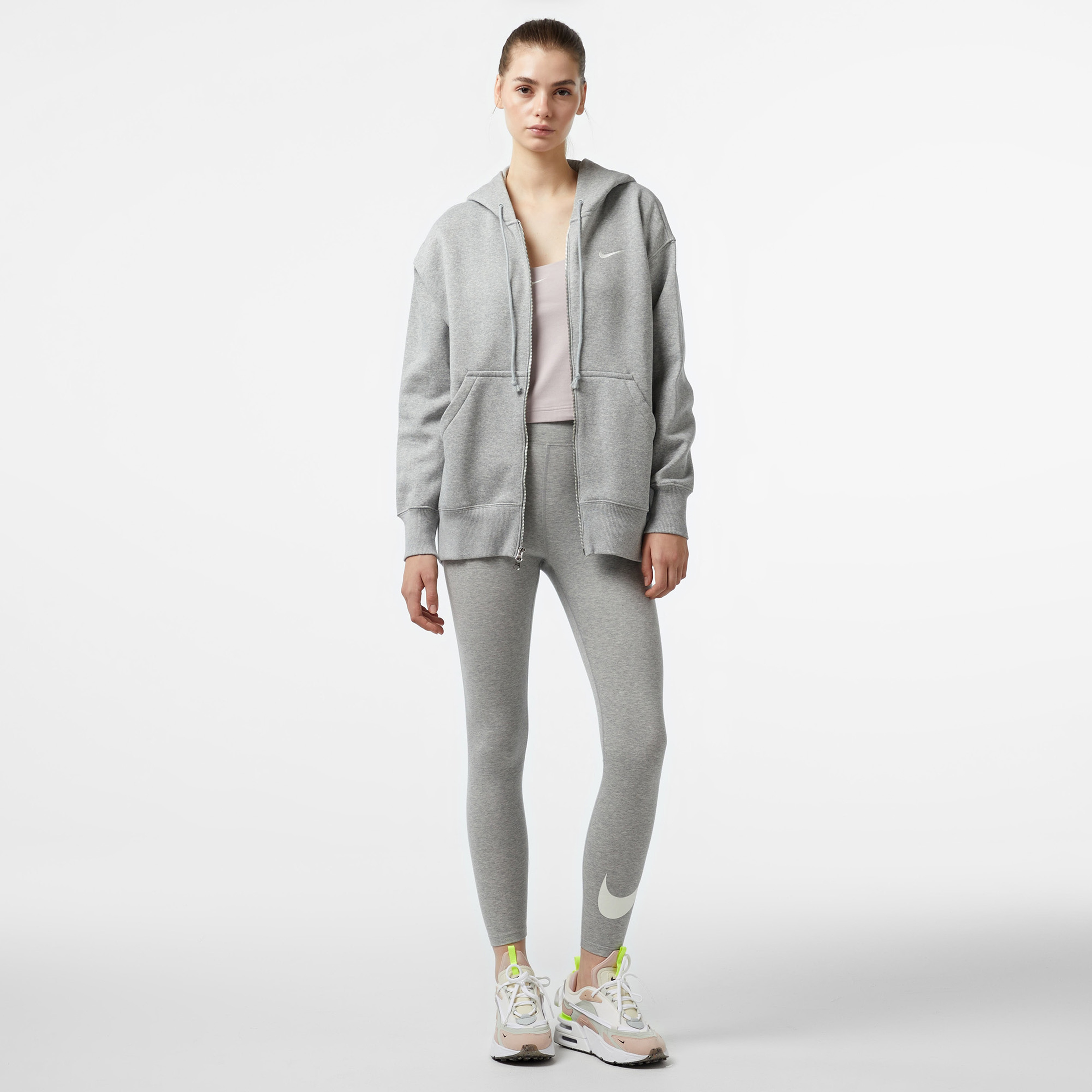 Nike Sportswear Phoenix Fleece Oversize Kadın Gri Eşofman Üstü