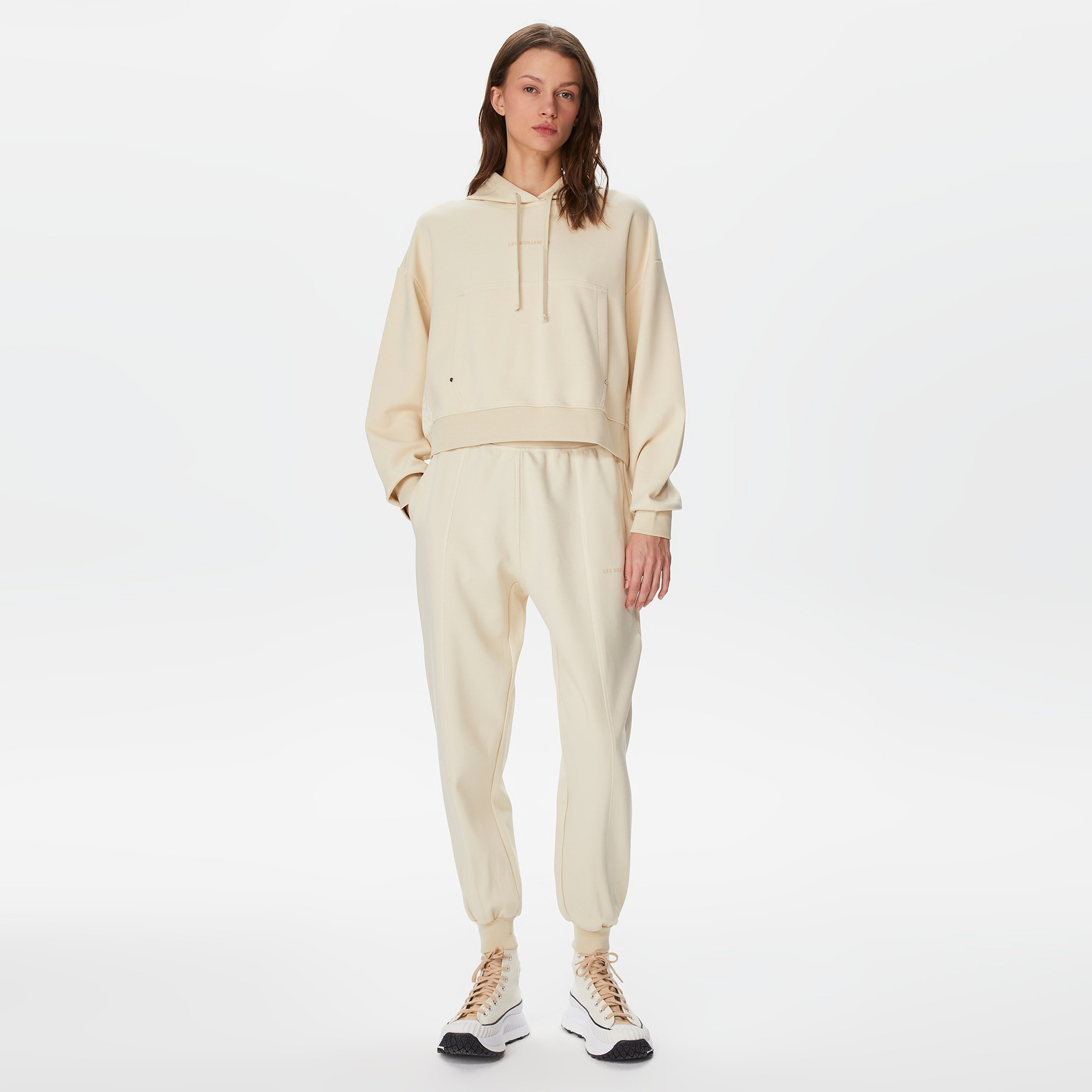 Les Benjamins Classics Kadın Krem Hoodie