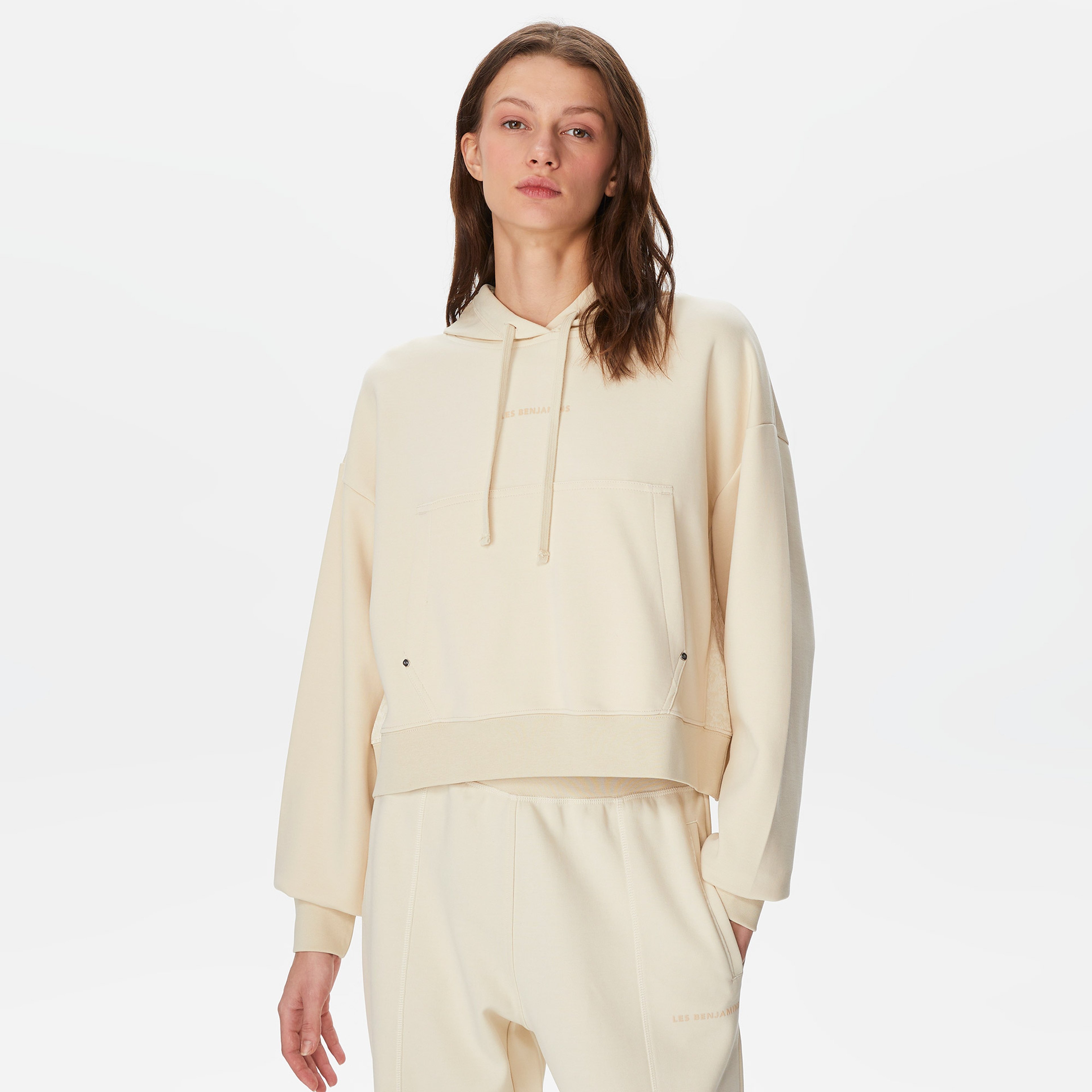 Les Benjamins Classics Kadın Krem Hoodie