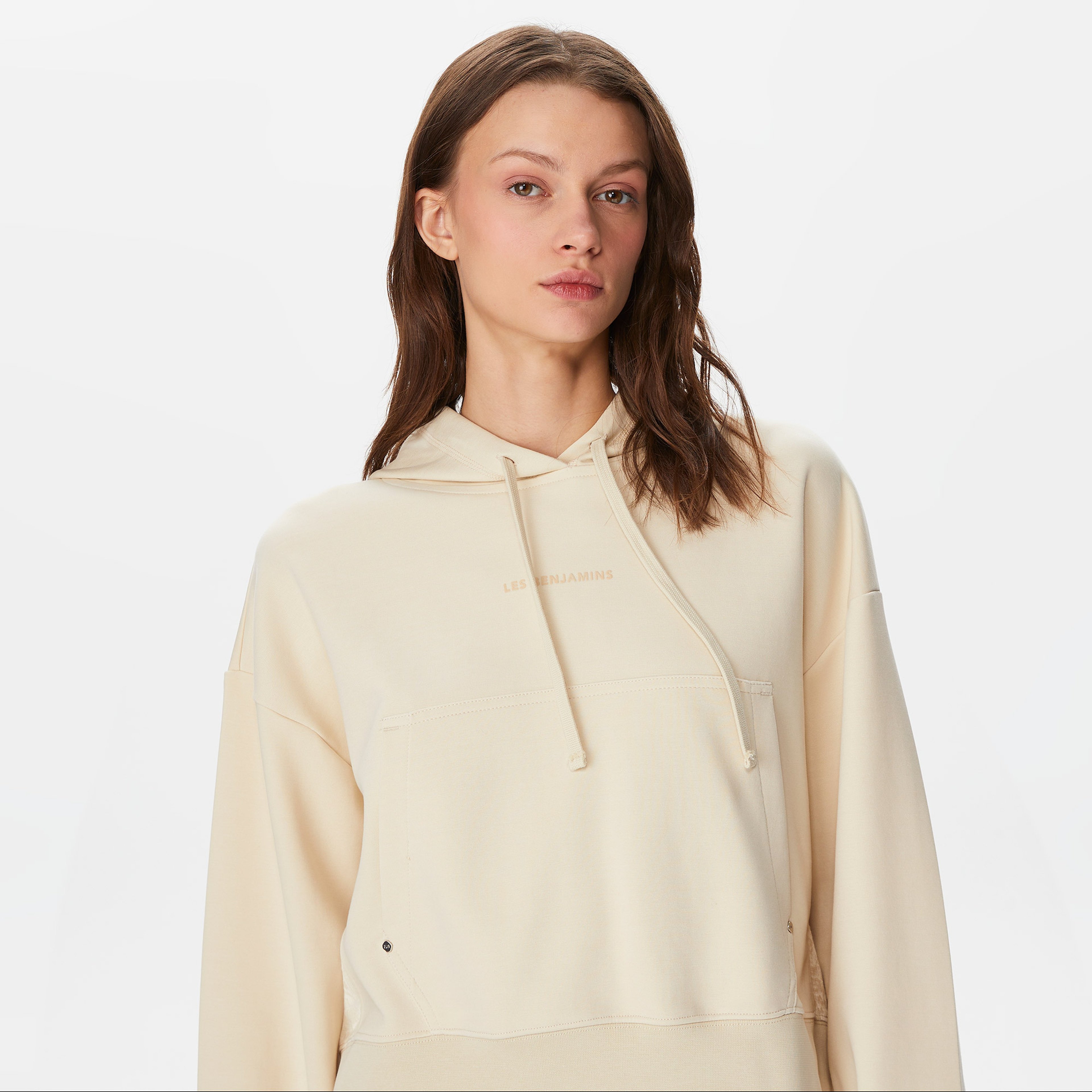 Les Benjamins Classics Kadın Krem Hoodie