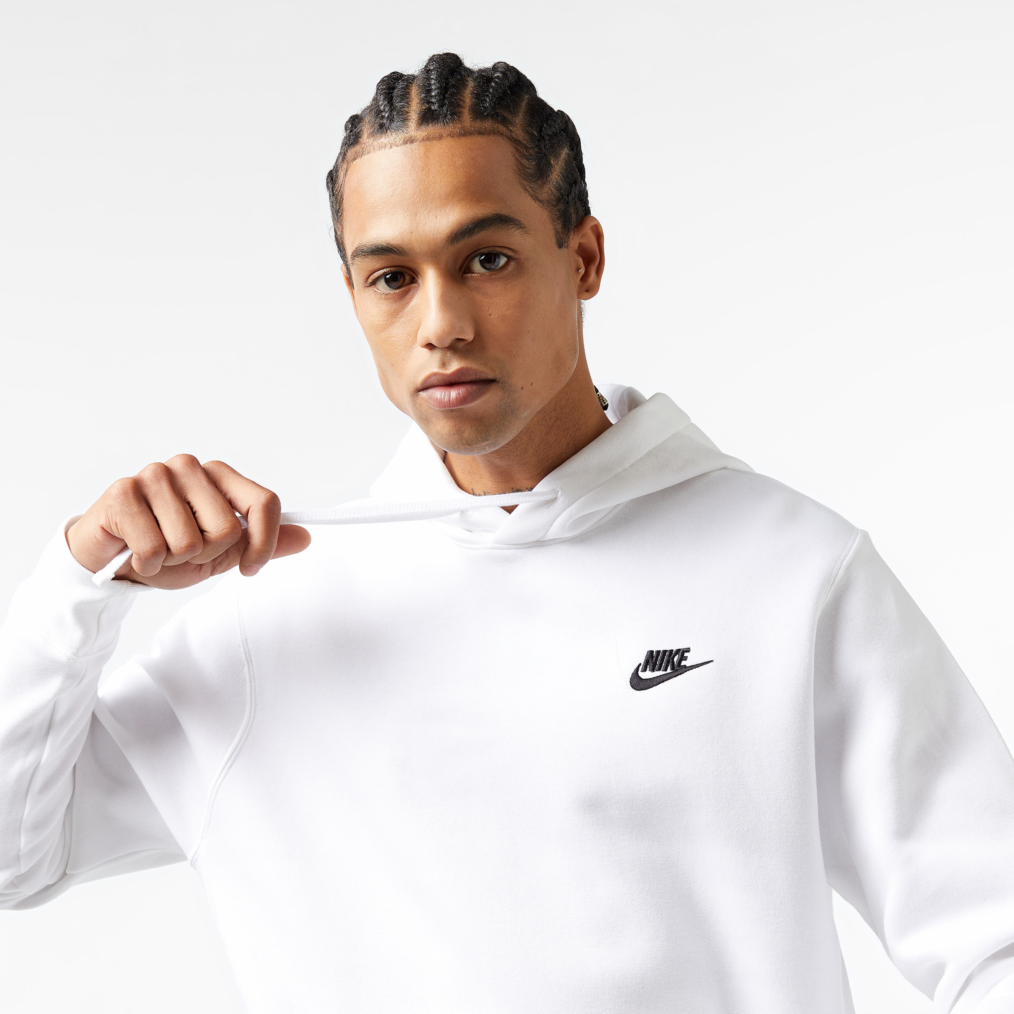Nike Sportswear Club Fleece Kapüşonlu Erkek Beyaz Sweatshirt