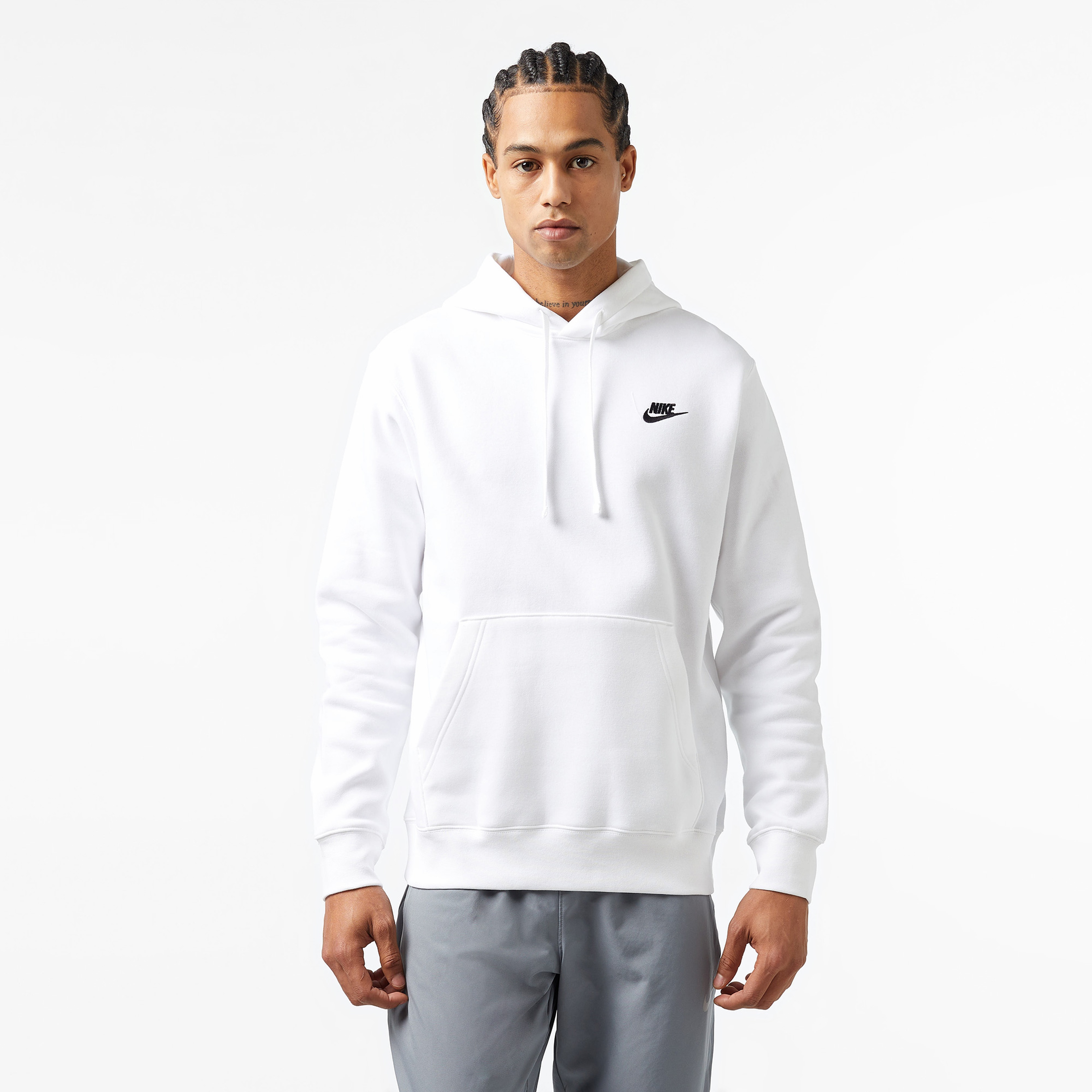 Nike Sportswear Club Fleece Kapüşonlu Erkek Beyaz Sweatshirt