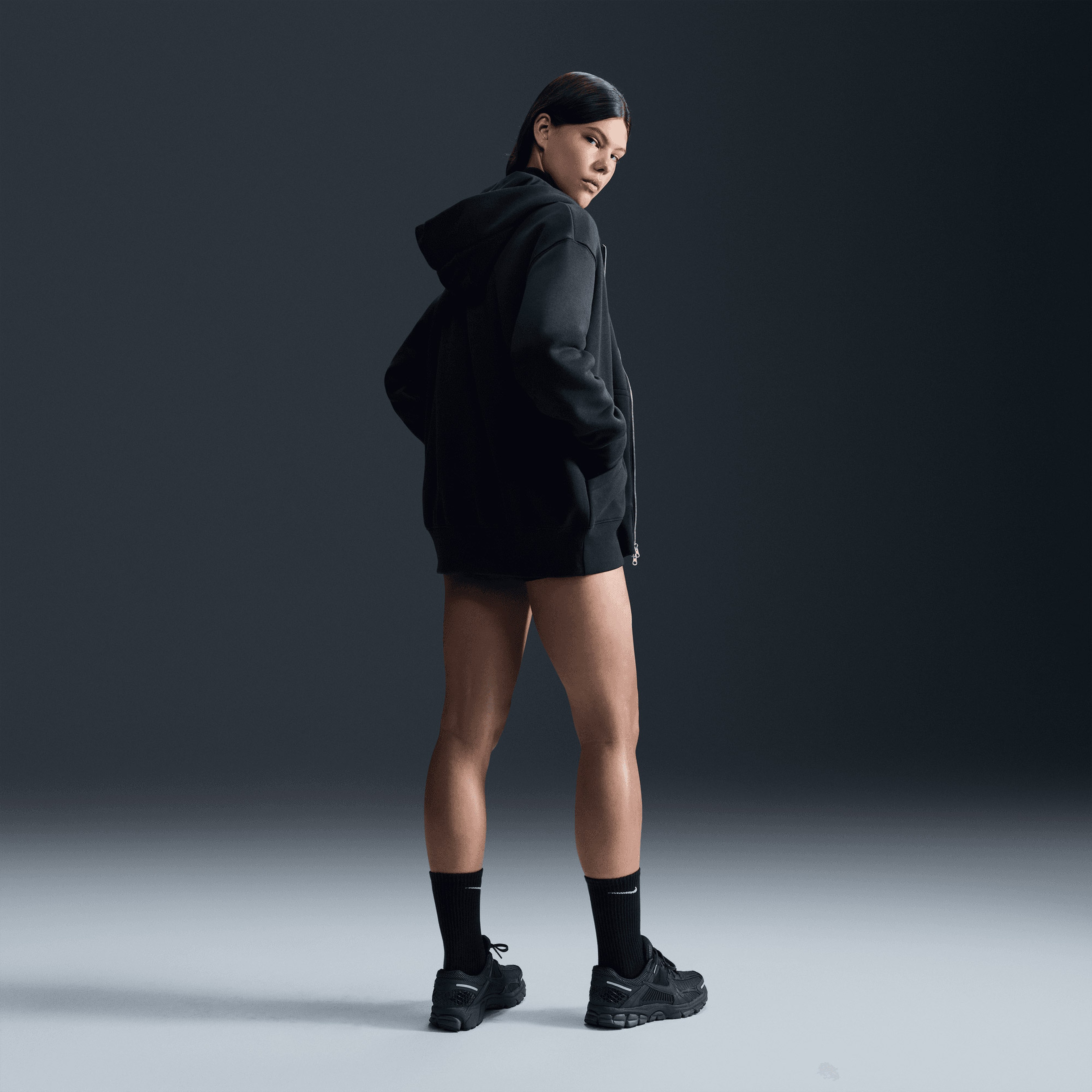 Nike Sportswear Phoenix Fleece Oversize Hoodie Kadın Siyah Eşofman Üstü