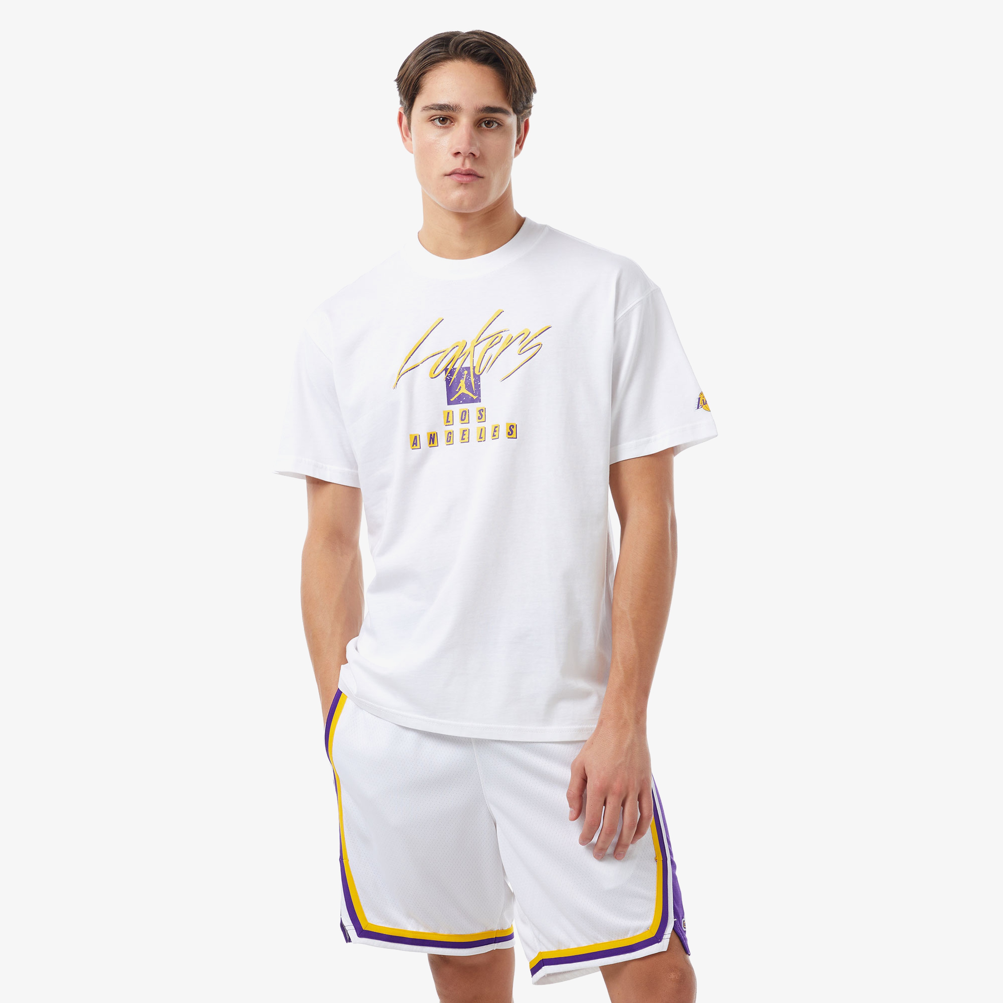 Jordan Los Angeles Lakers Courtside Statement Edition NBA Max90 Erkek Beyaz T-Shirt
