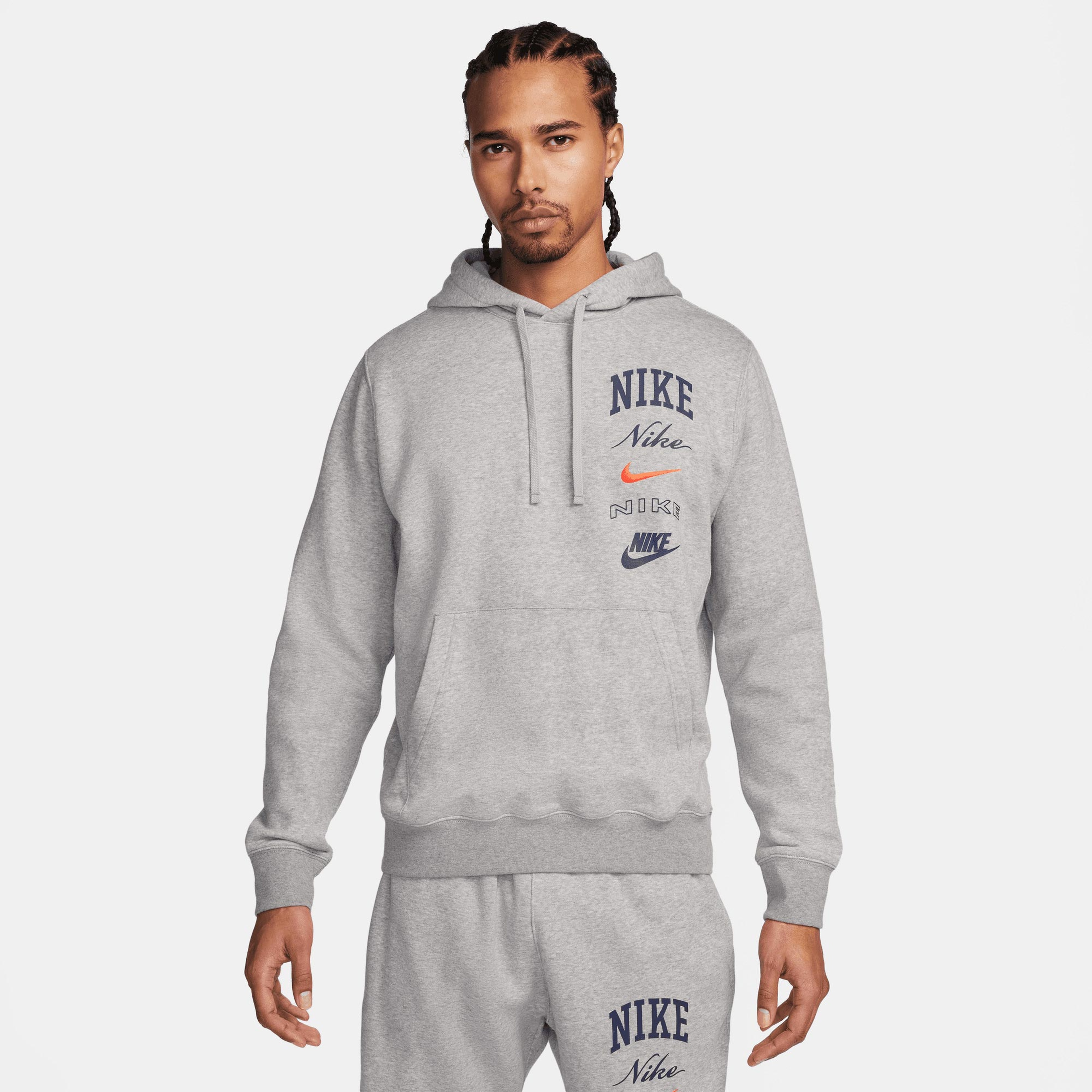 Nike Club Fleece Erkek Gri Hoodie