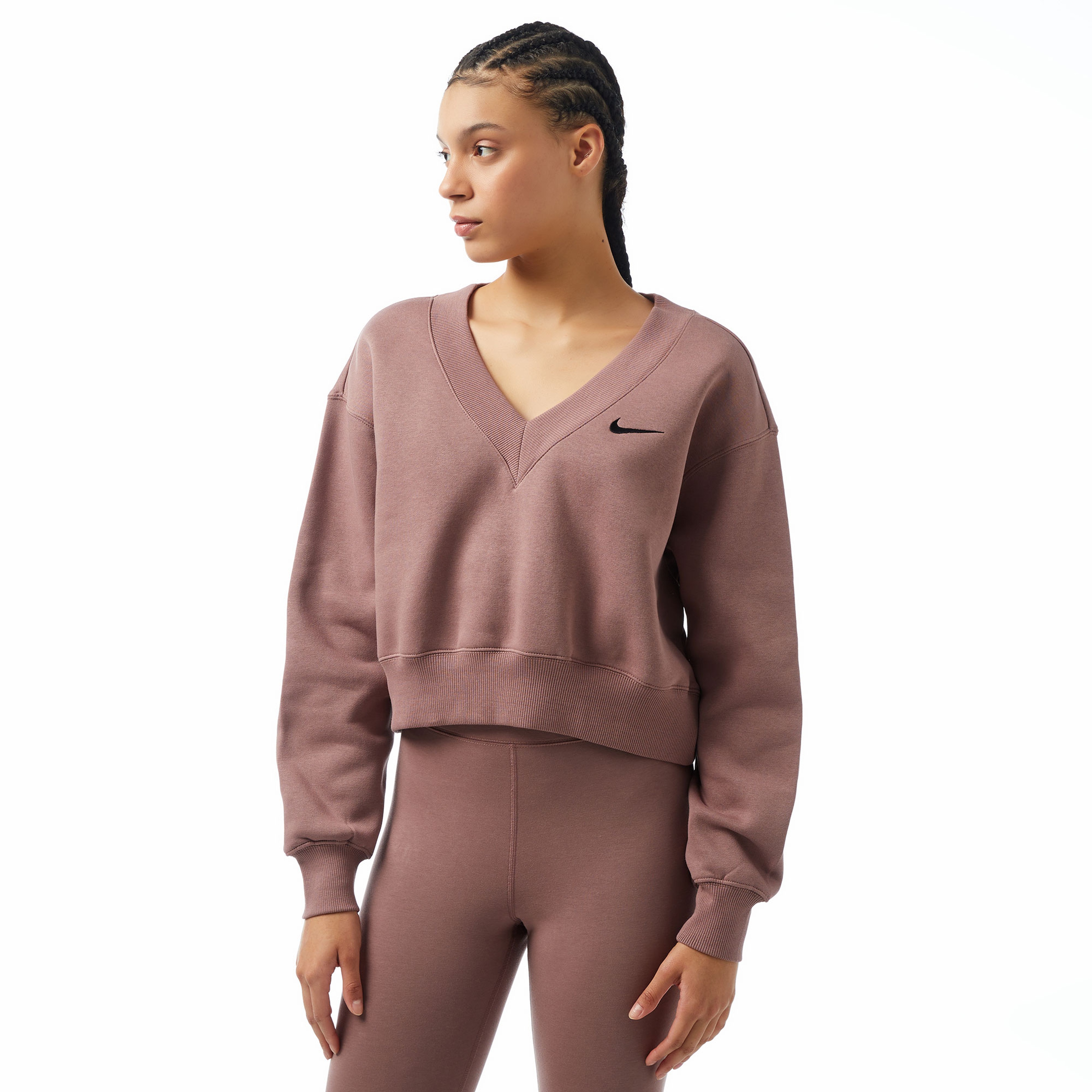 Nike Sportswear Phoenix Fleece Kadın Kahverengi Crop Sweatshirt